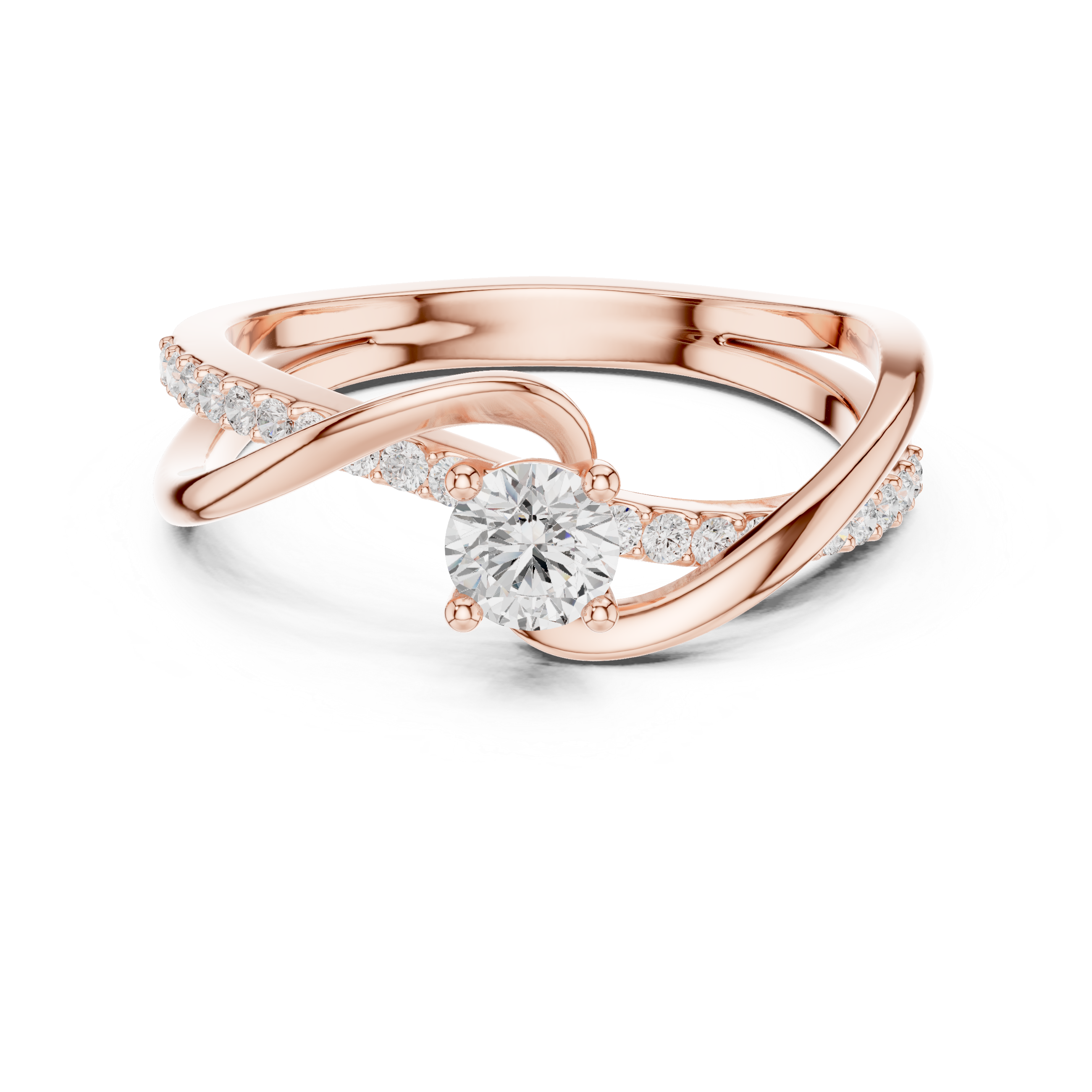 Twisted Diamond Solitaire Engagement Ring