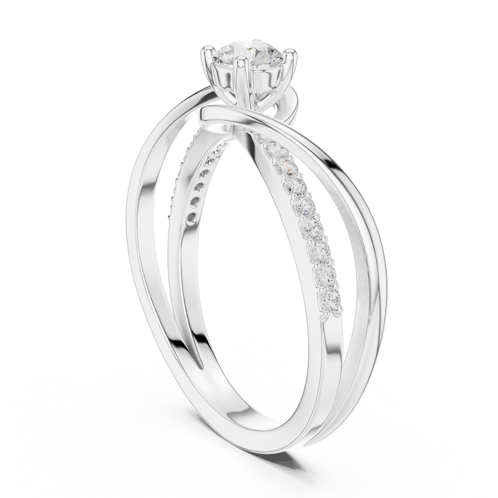 Twisted Diamond Solitaire Engagement Ring