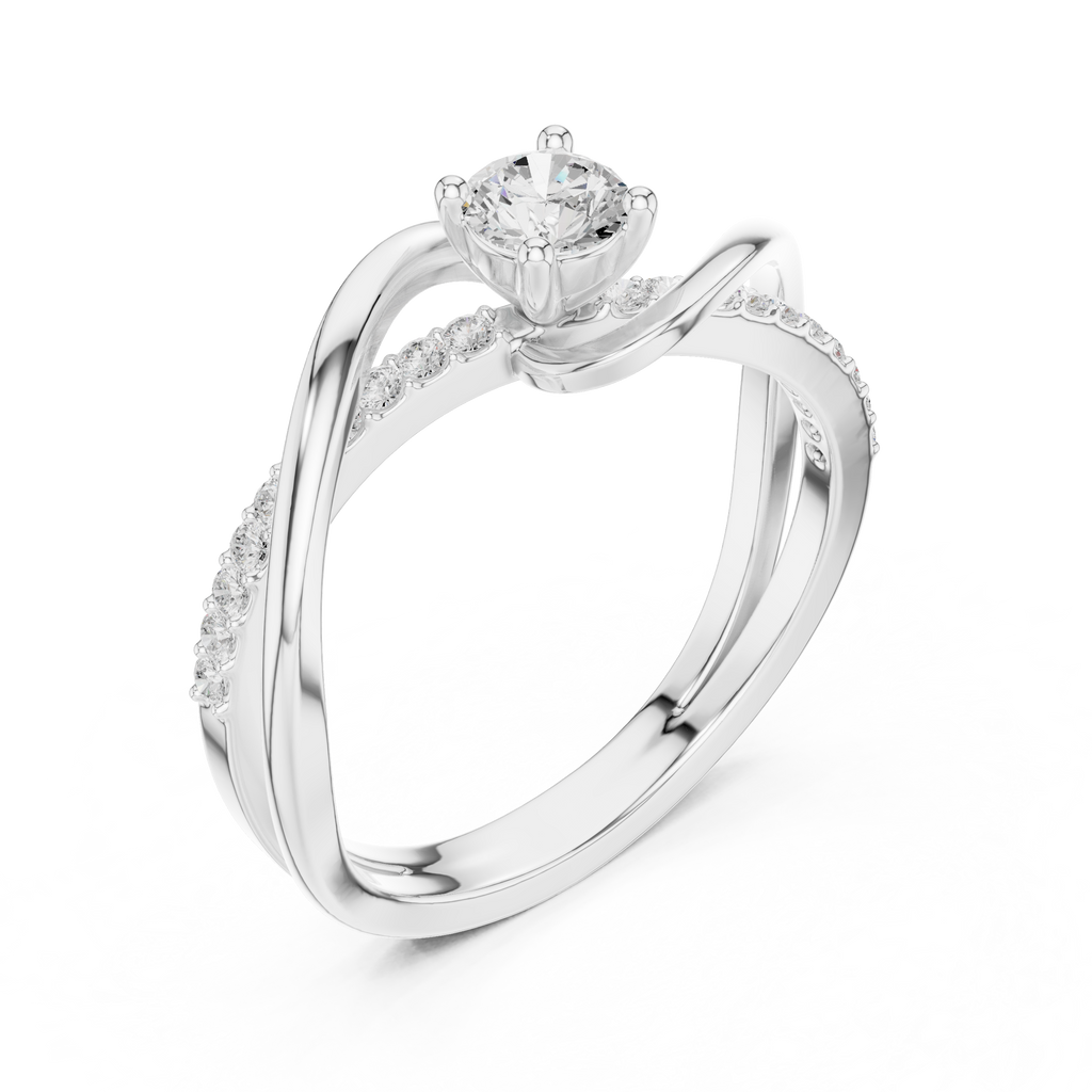 Twisted Diamond Solitaire Engagement Ring
