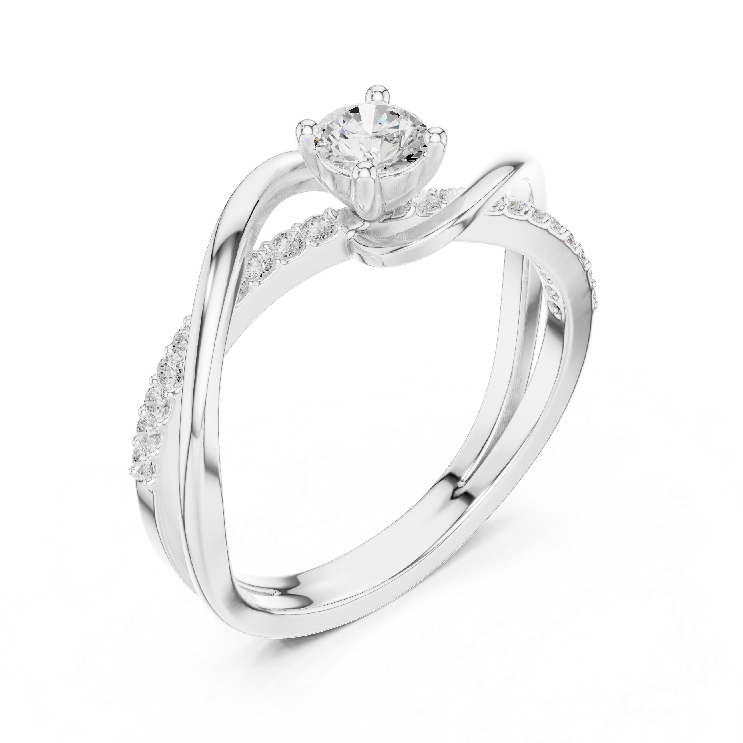 Twisted Diamond Solitaire Engagement Ring