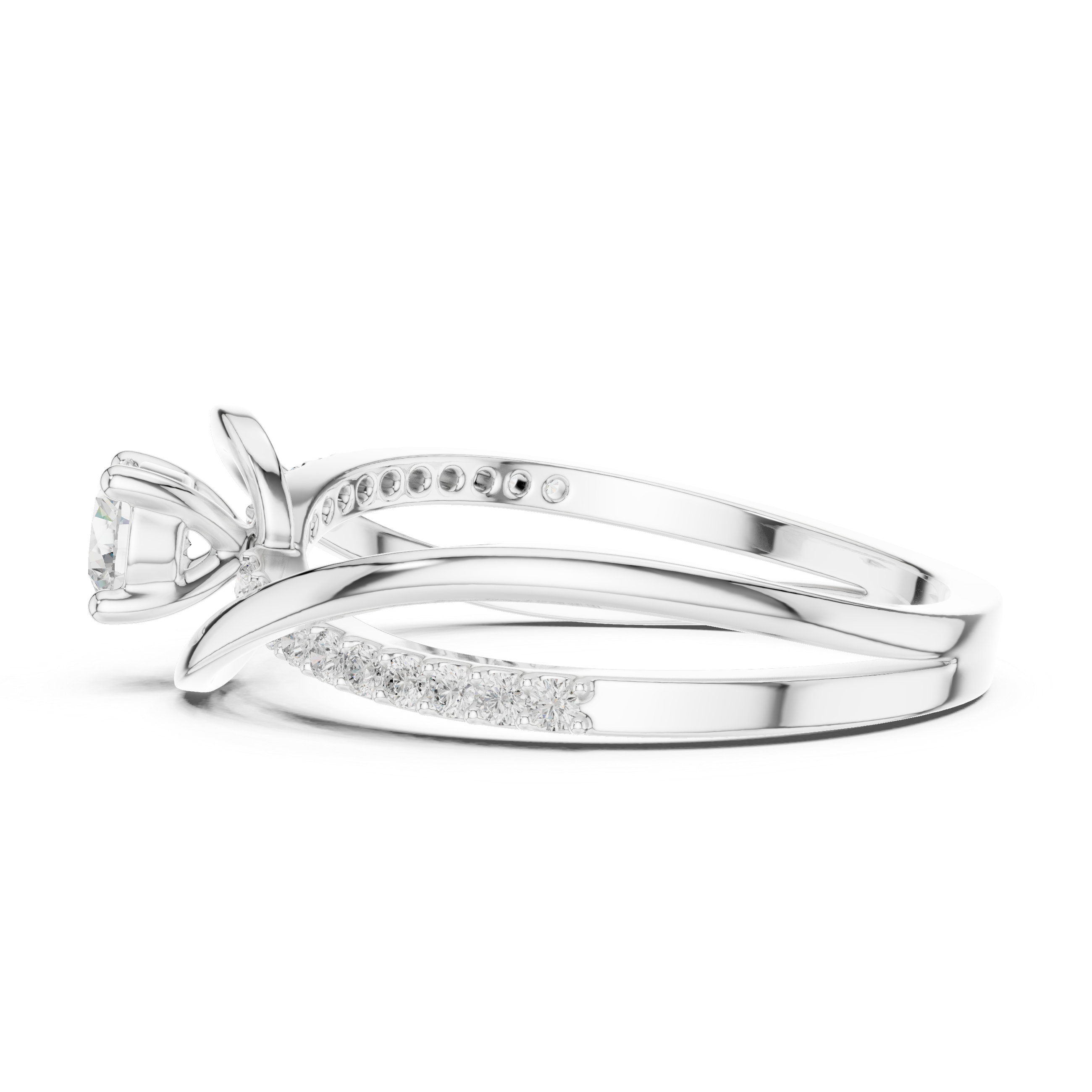 Twisted Diamond Solitaire Engagement Ring