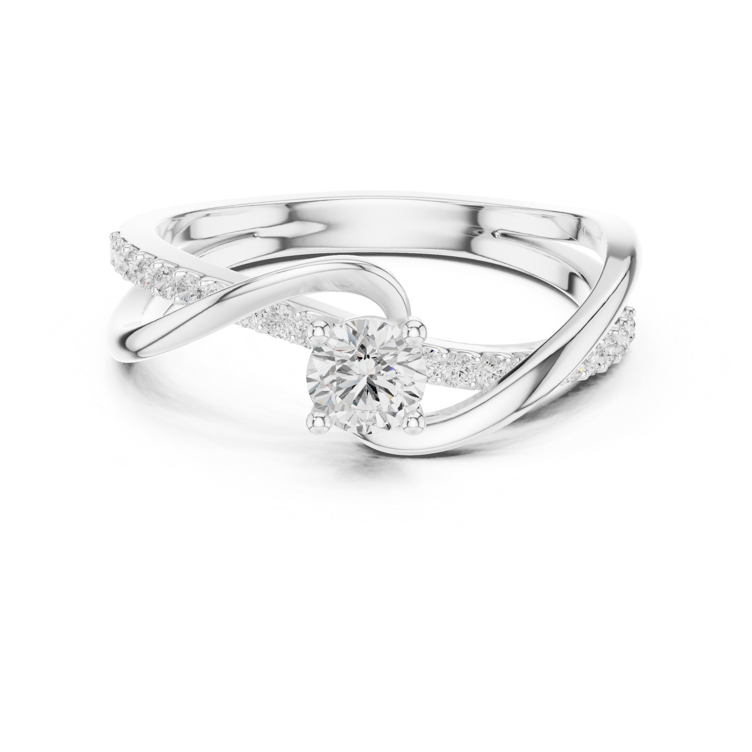 Twisted Diamond Solitaire Engagement Ring