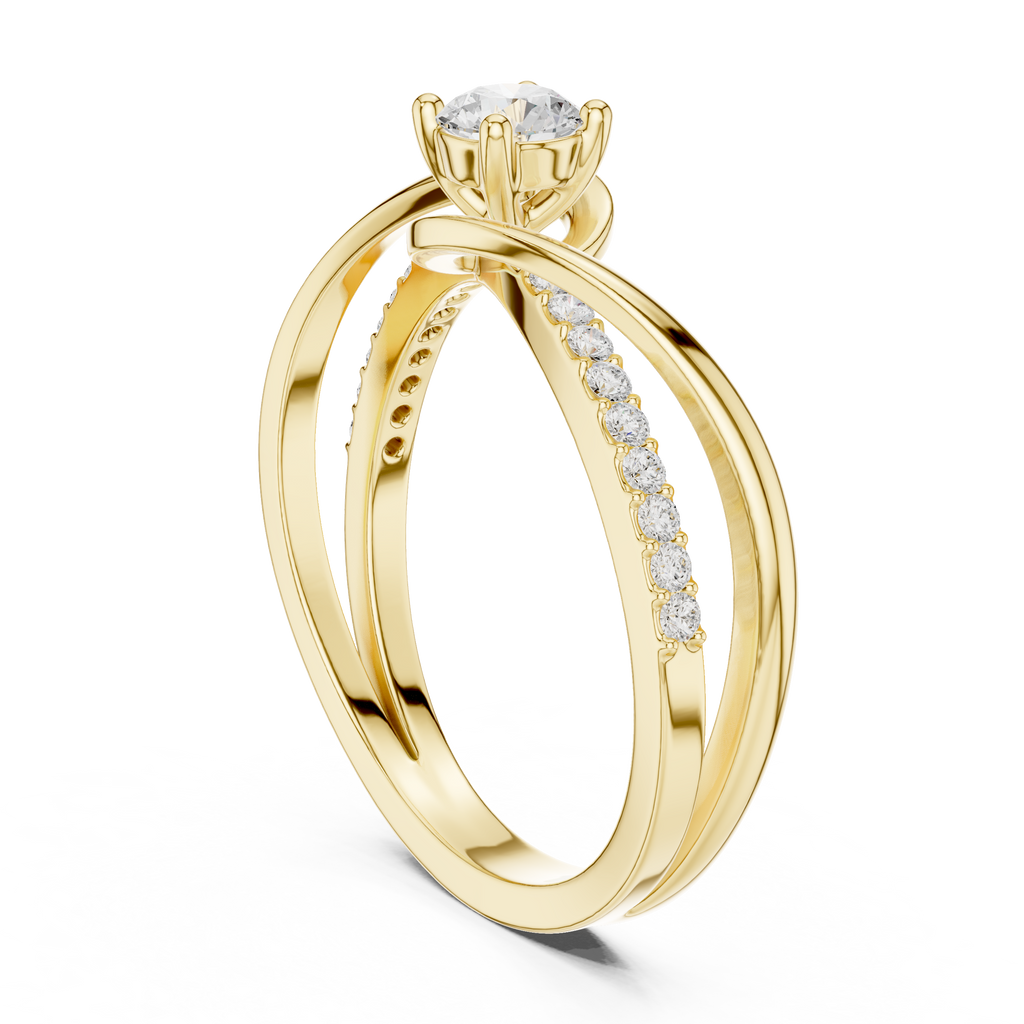 Twisted Diamond Solitaire Engagement Ring