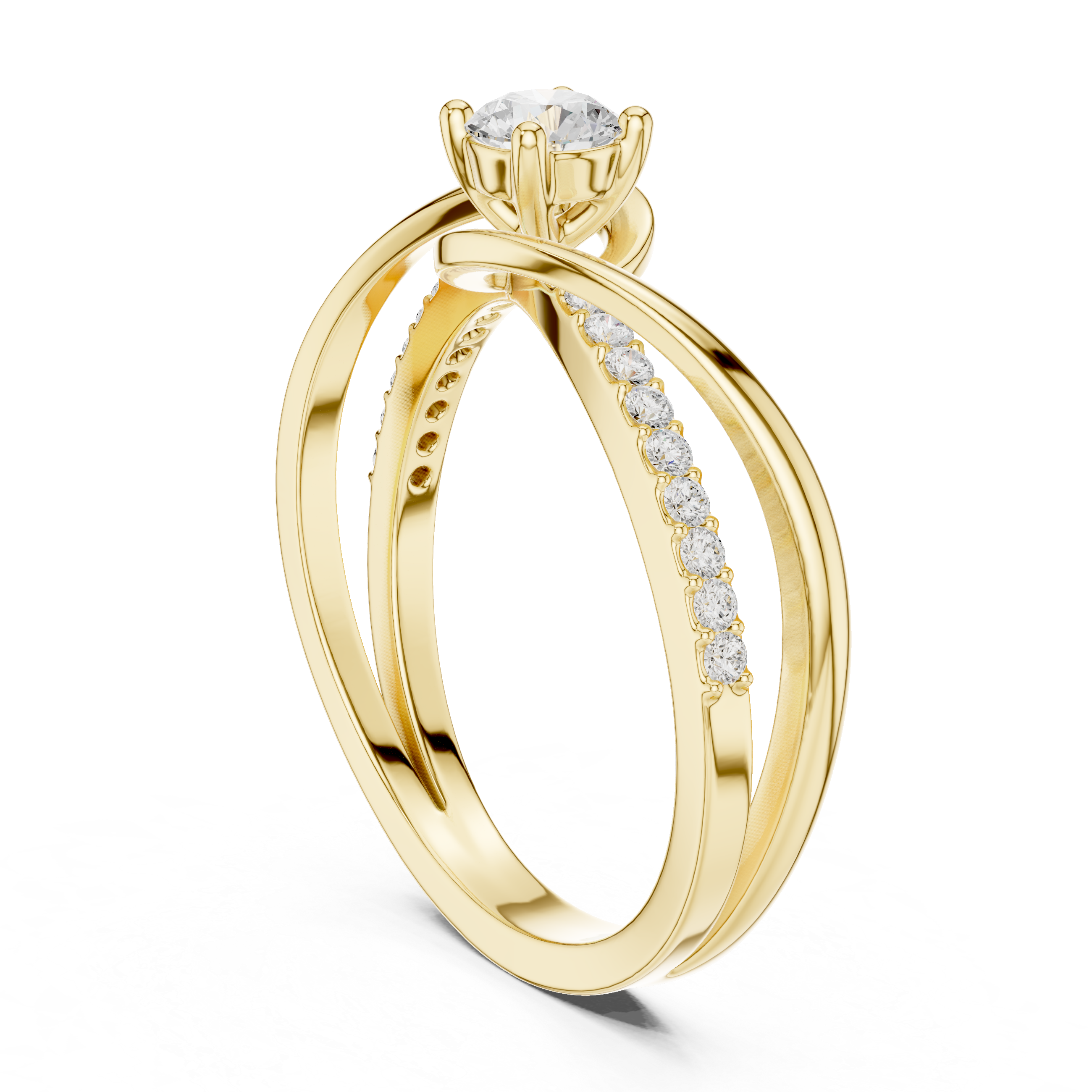 Twisted Diamond Solitaire Engagement Ring
