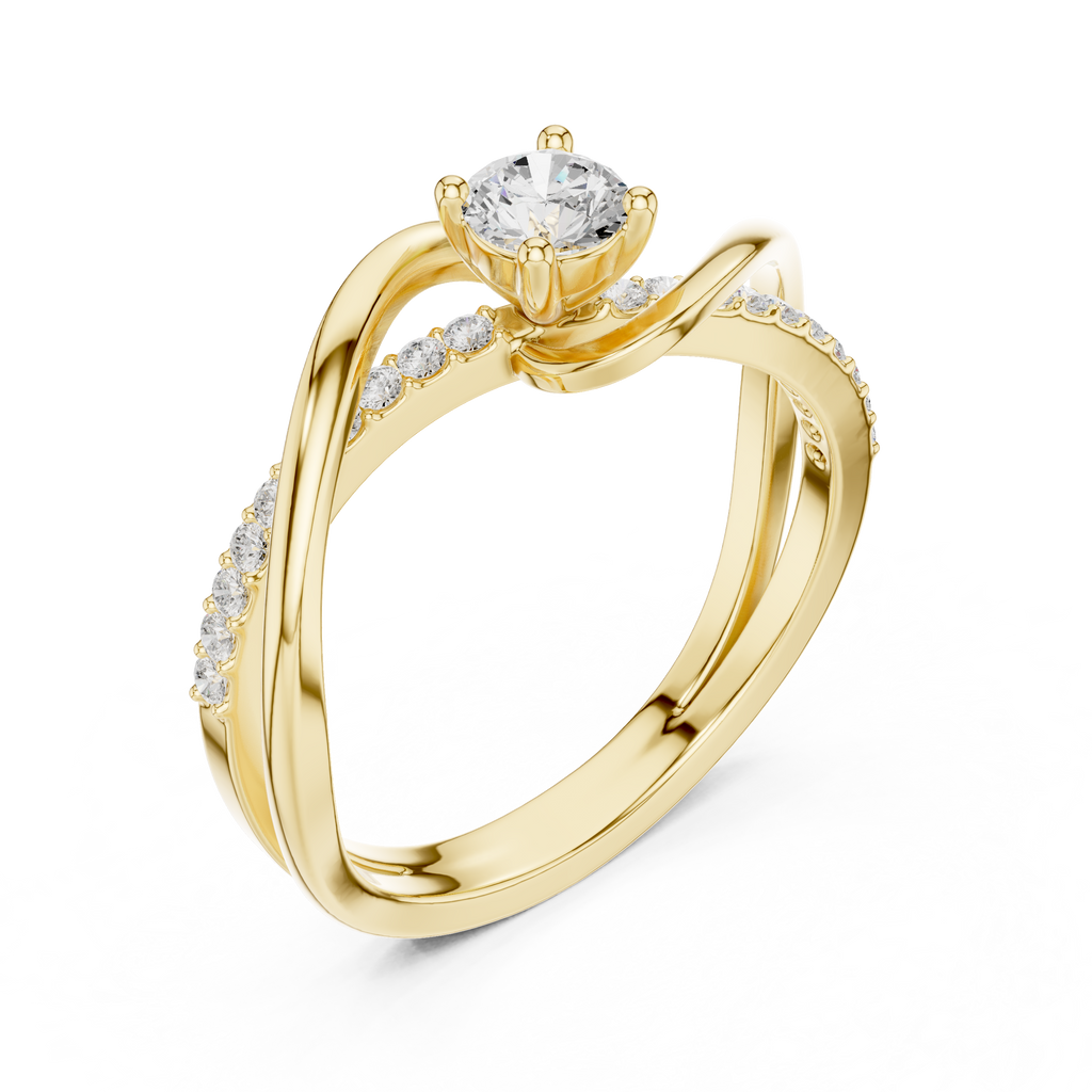 Twisted Diamond Solitaire Engagement Ring