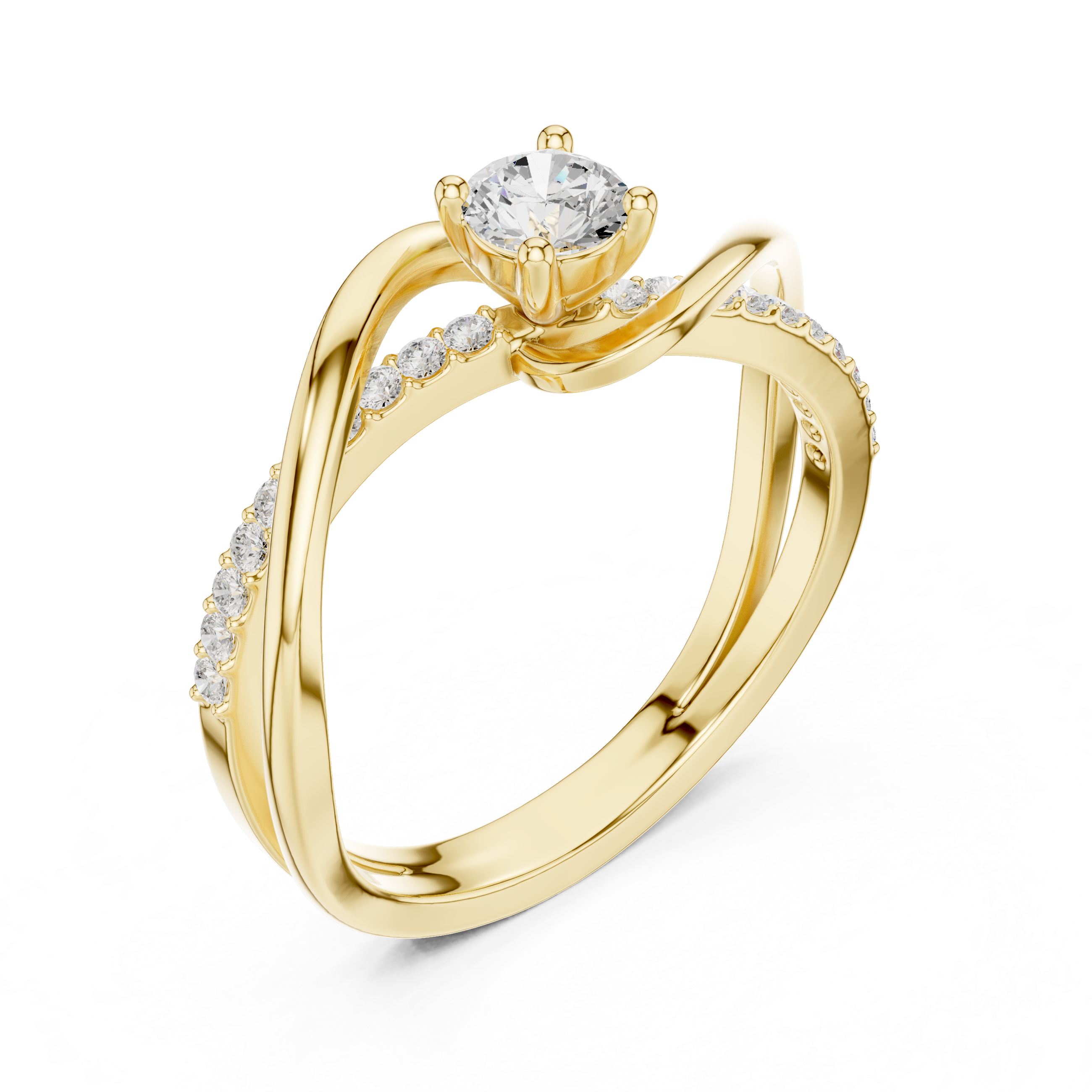 Twisted Diamond Solitaire Engagement Ring