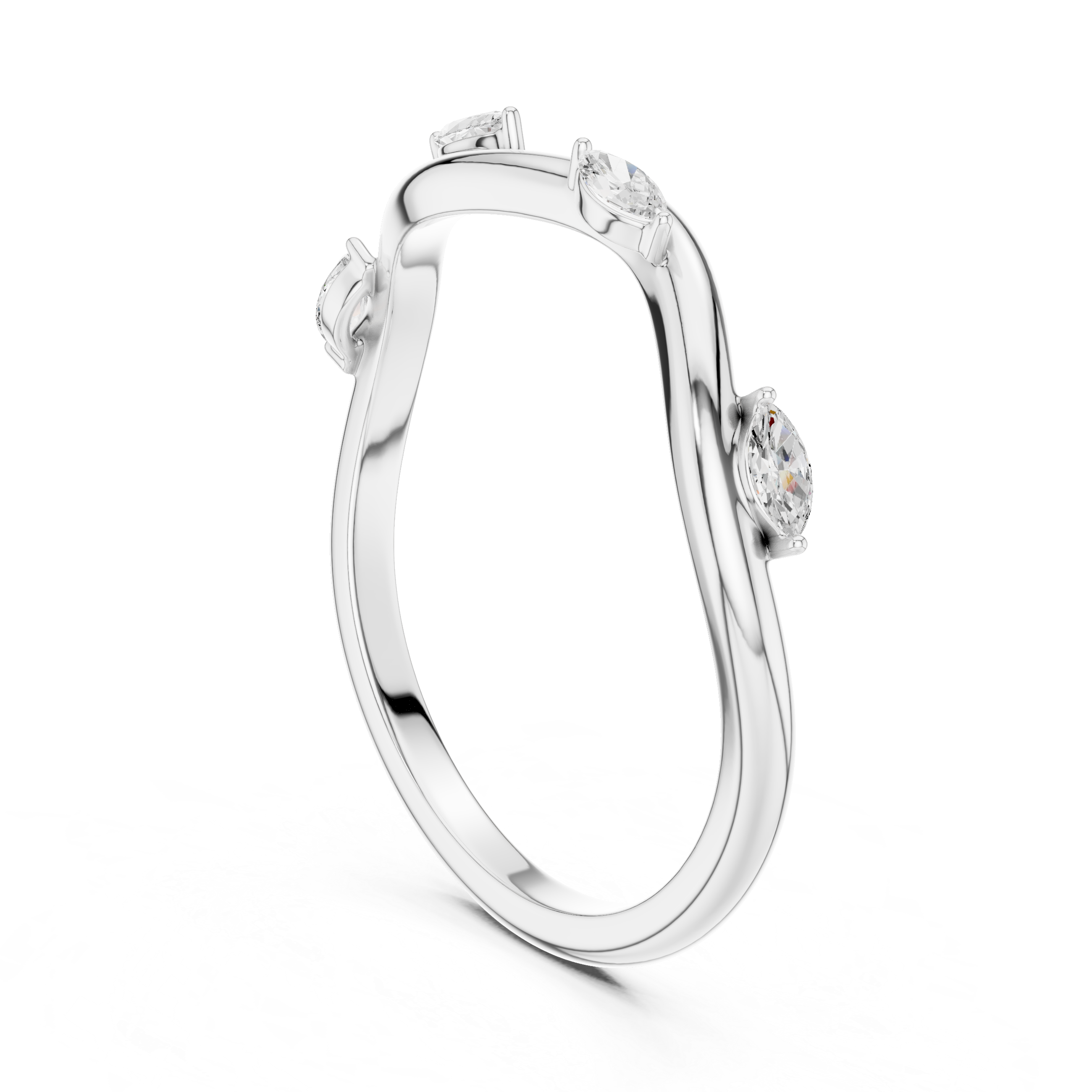Marquise Diamond Twist Wedding Ring