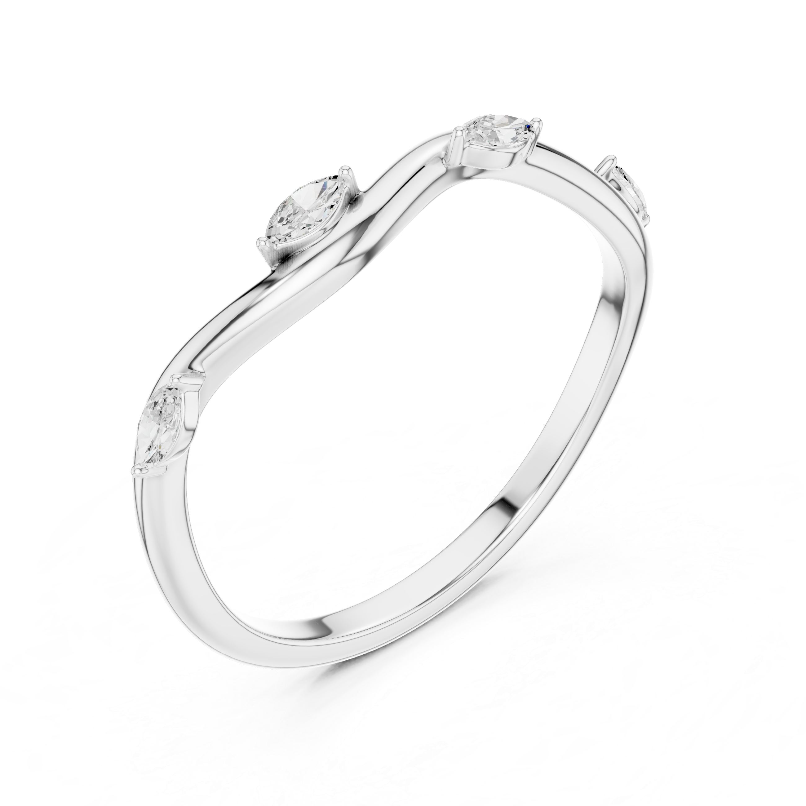 Marquise Diamond Twist Wedding Ring