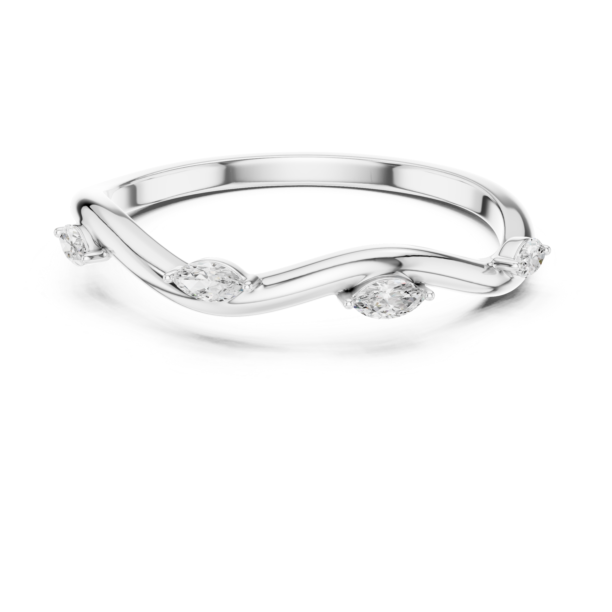 Marquise Diamond Twist Wedding Ring