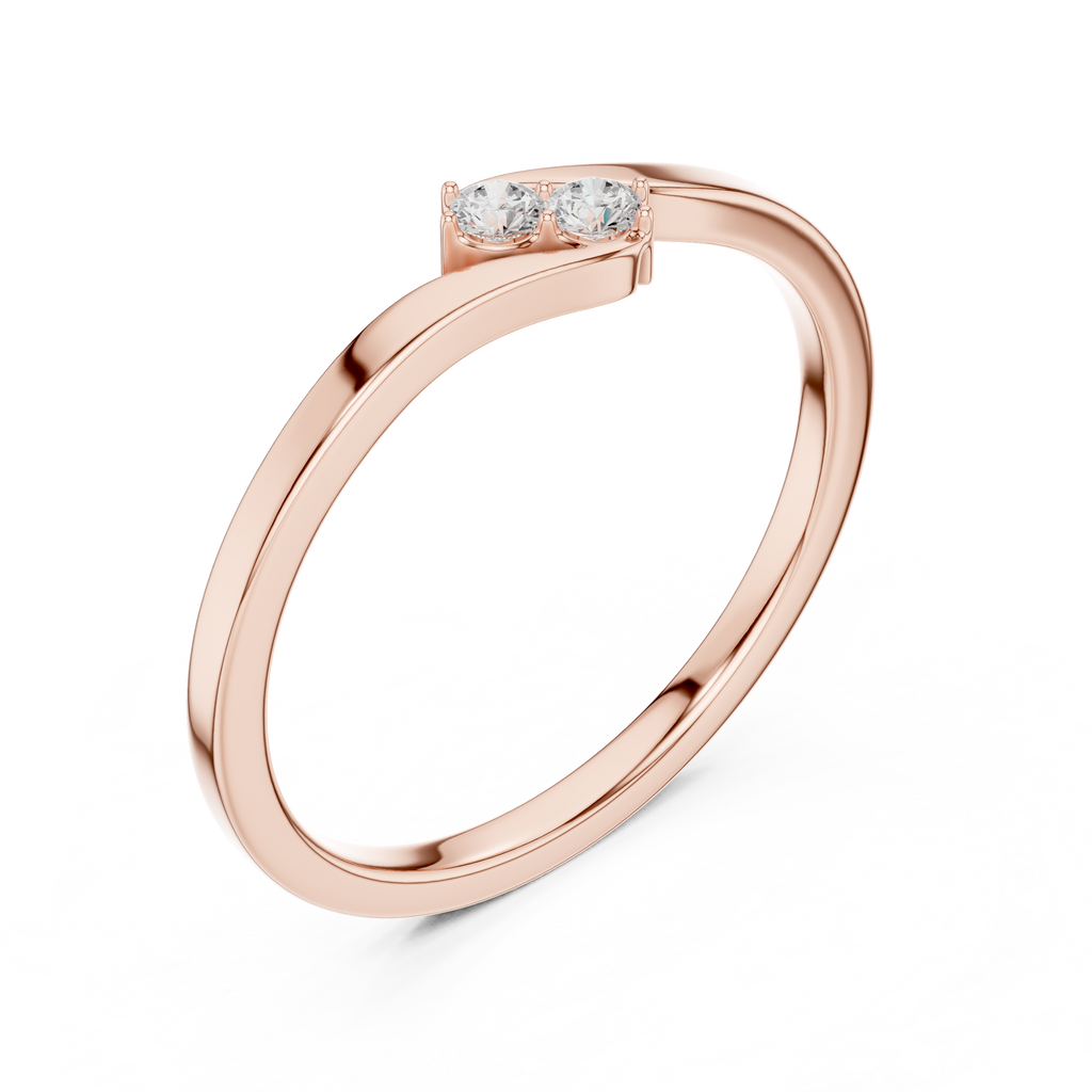 Two Stone Diamond Bypass Ring