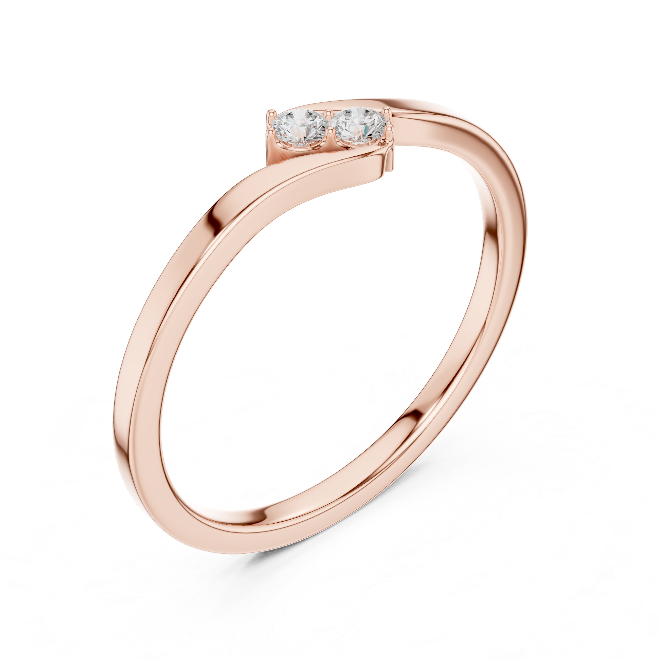 Two Stone Diamond Bypass Ring