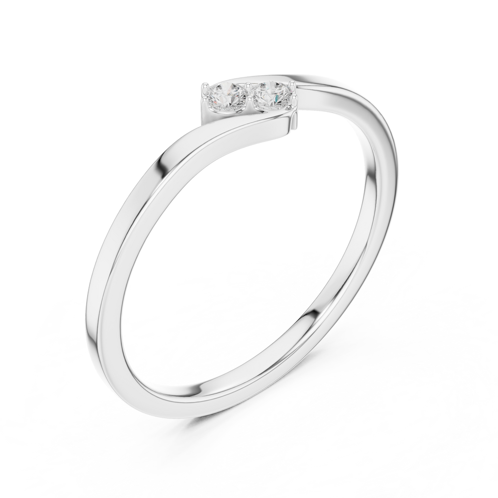 Two Stone Diamond Bypass Ring
