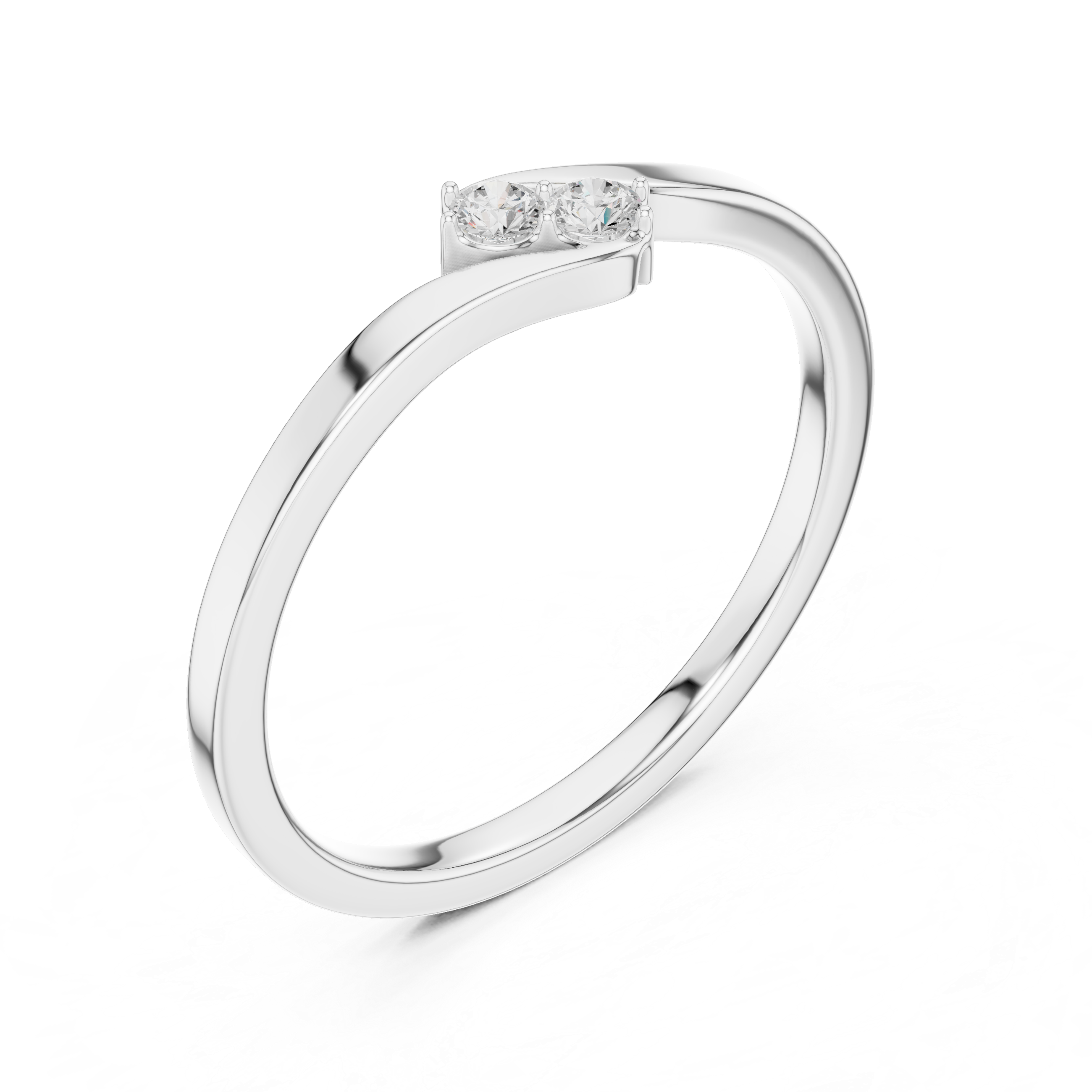 Two Stone Diamond Bypass Ring