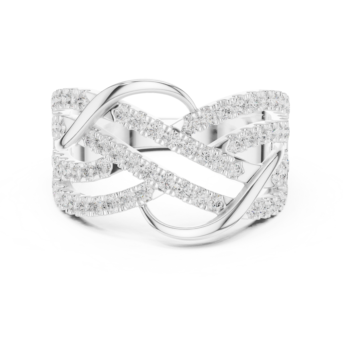 Diamond Infinity Crossover Statement Ring — Jewelix Atelier