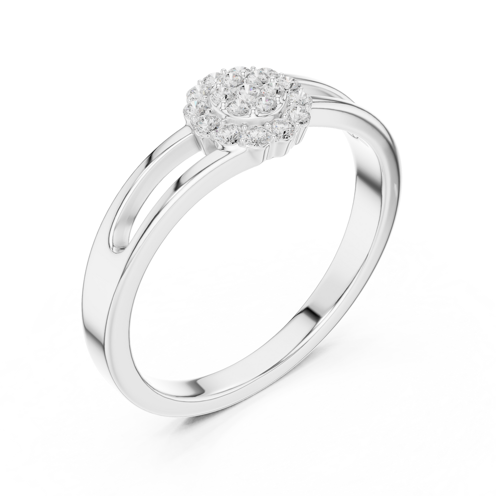 Round Diamond Cluster Engagement Ring