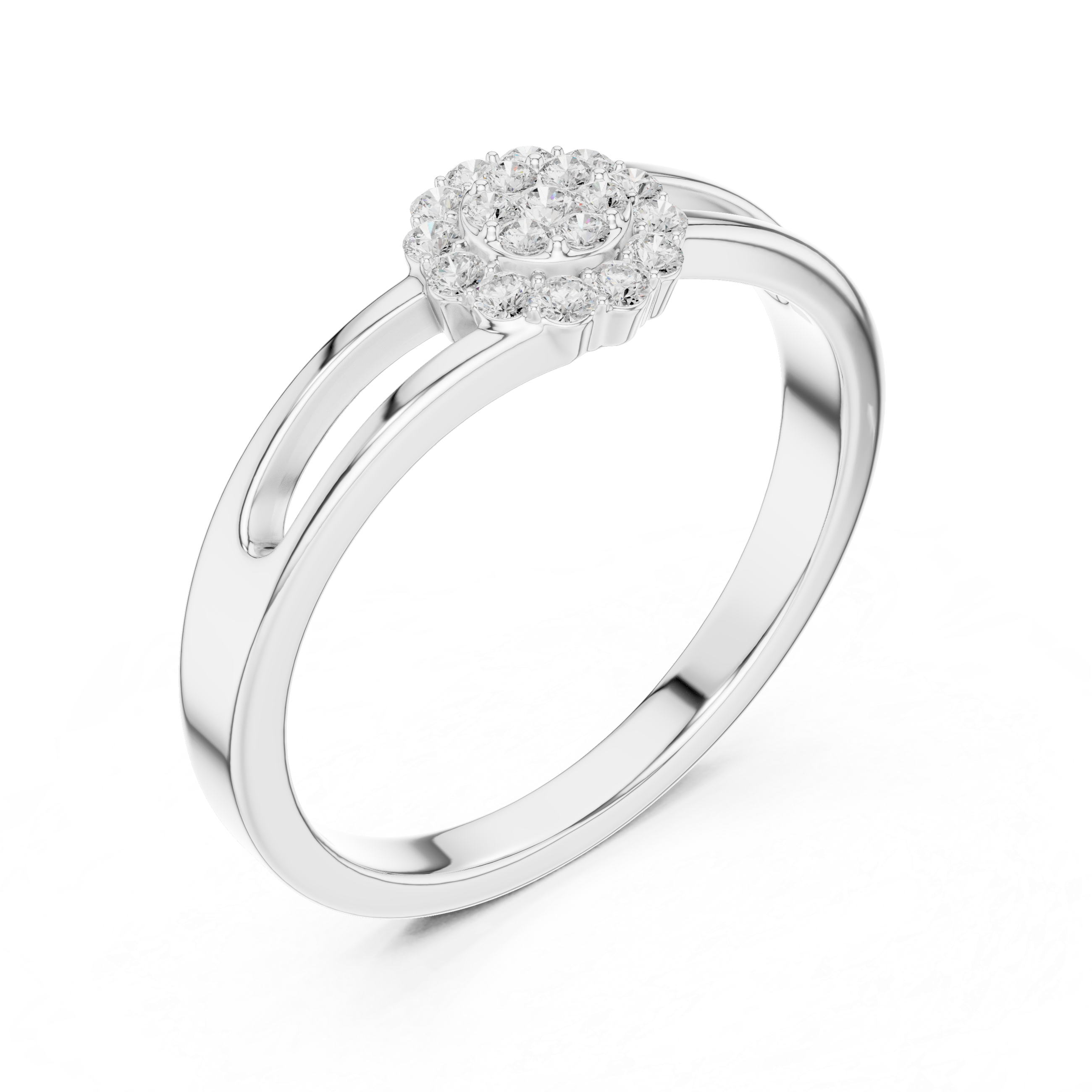 Round Diamond Cluster Engagement Ring