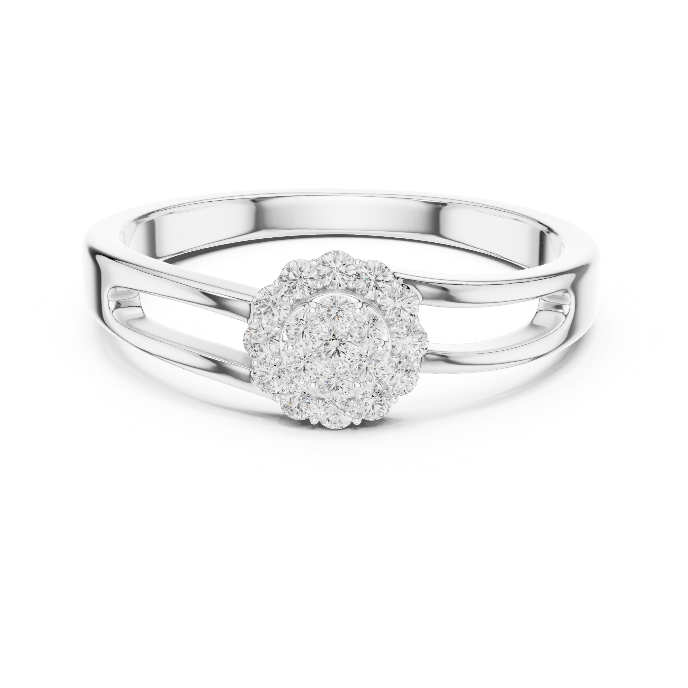 Round Diamond Cluster Engagement Ring