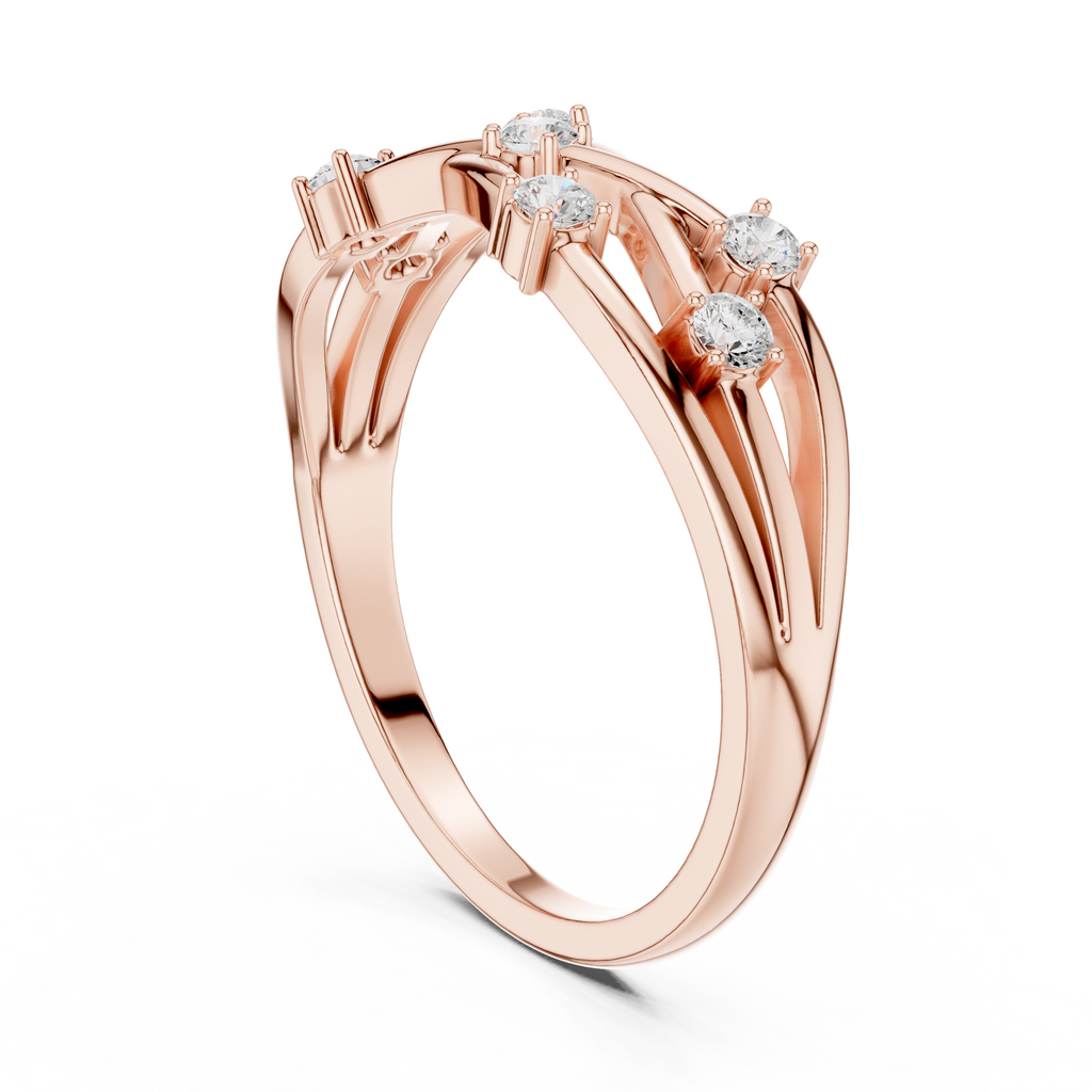 Bezel Set Diamond Criss Cross Ring