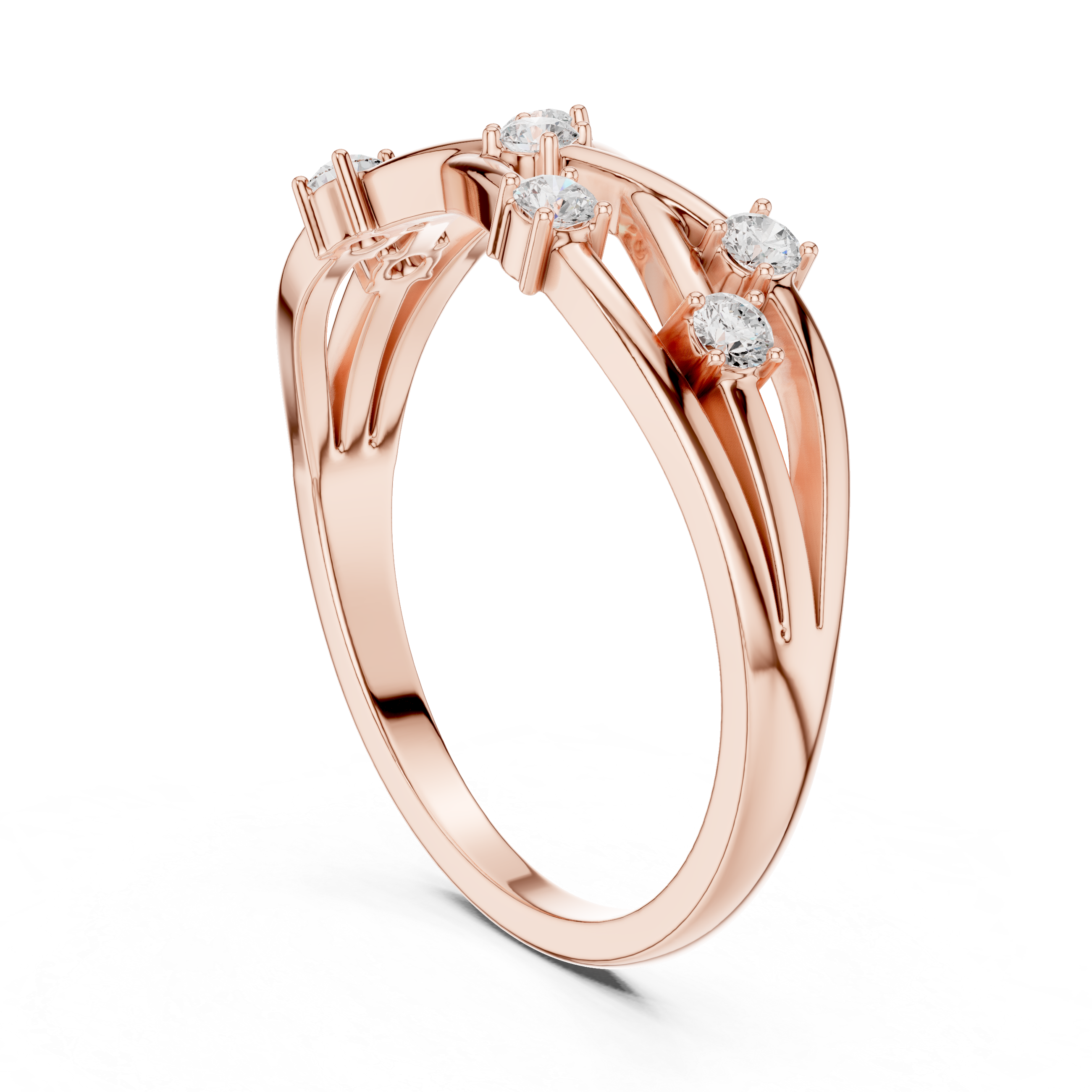 Bezel Set Diamond Criss Cross Ring