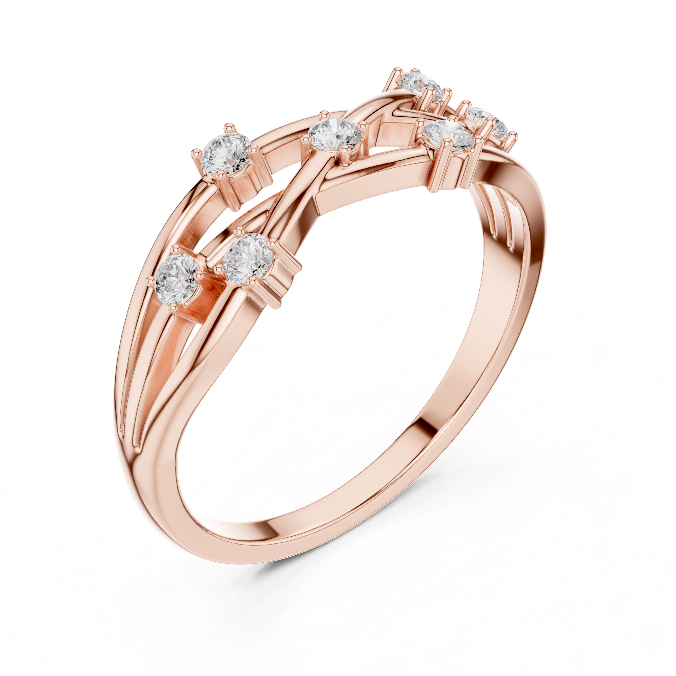 Bezel Set Diamond Criss Cross Ring