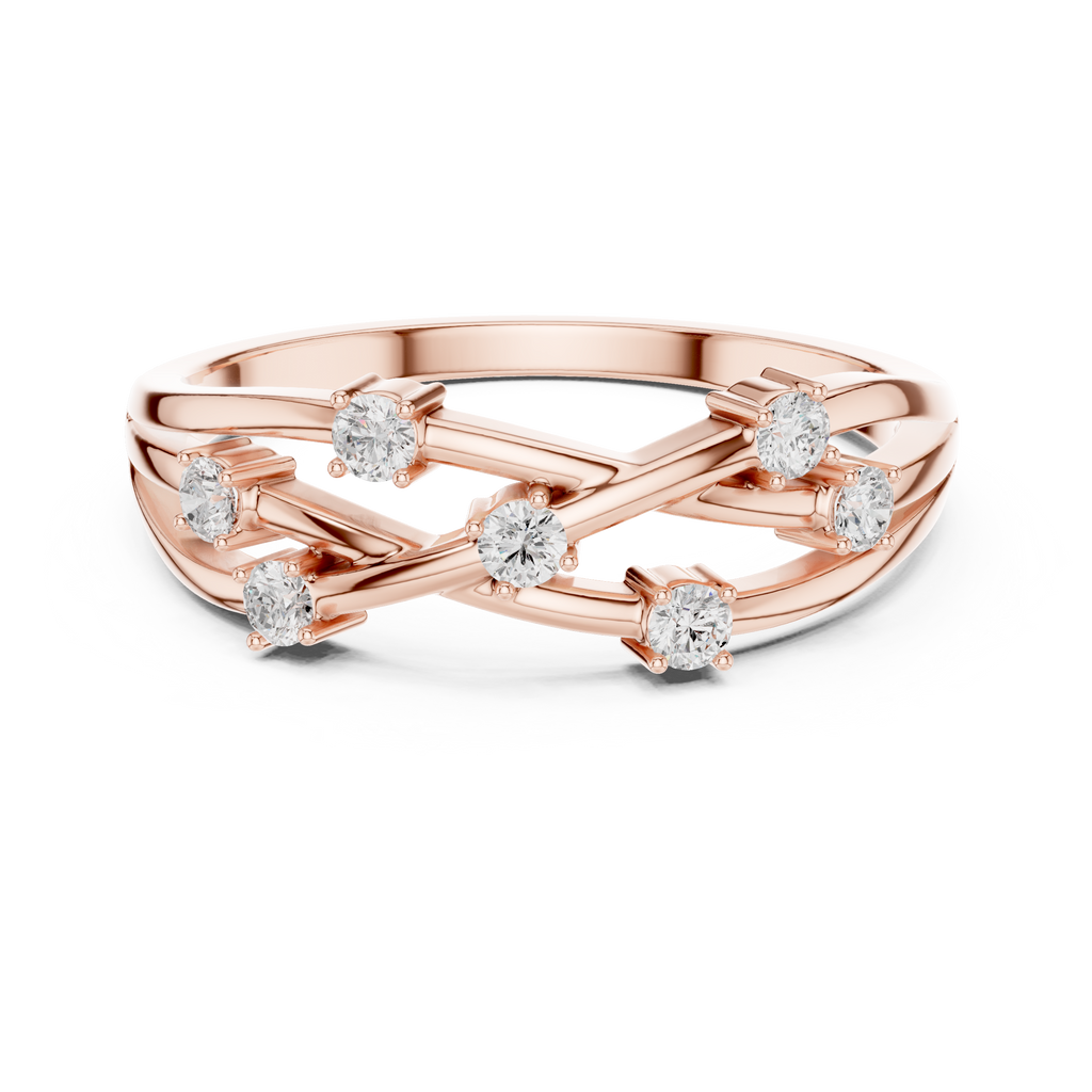 Bezel Set Diamond Criss Cross Ring