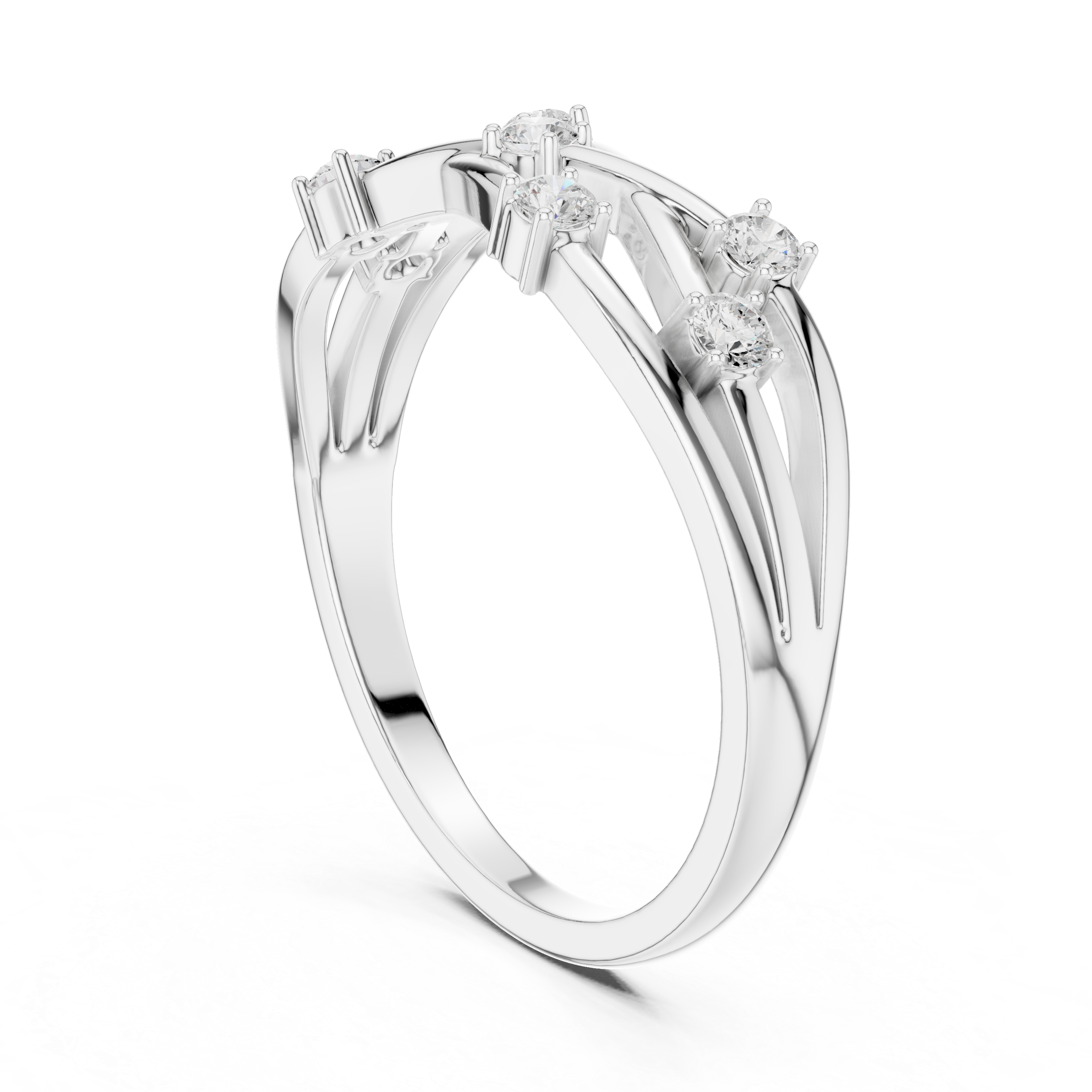 Bezel Set Diamond Criss Cross Ring