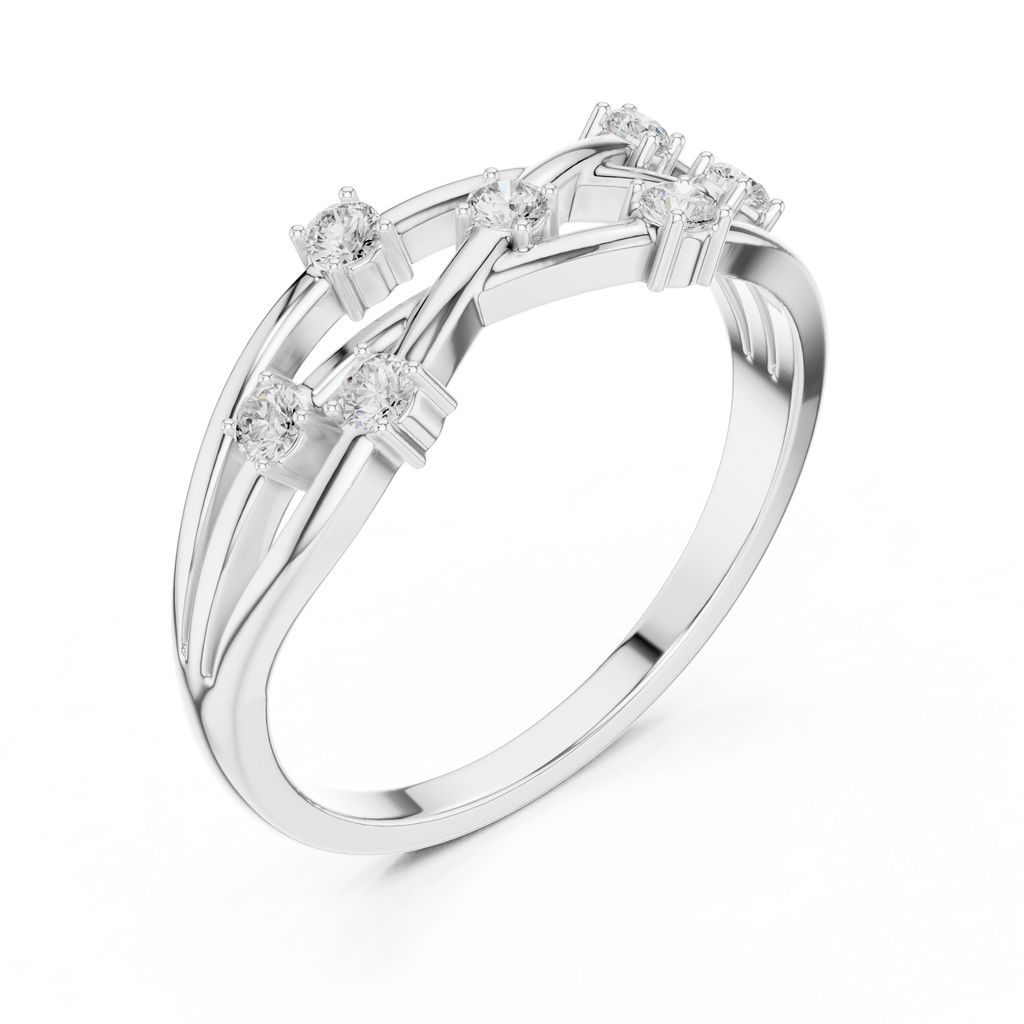 Bezel Set Diamond Criss Cross Ring