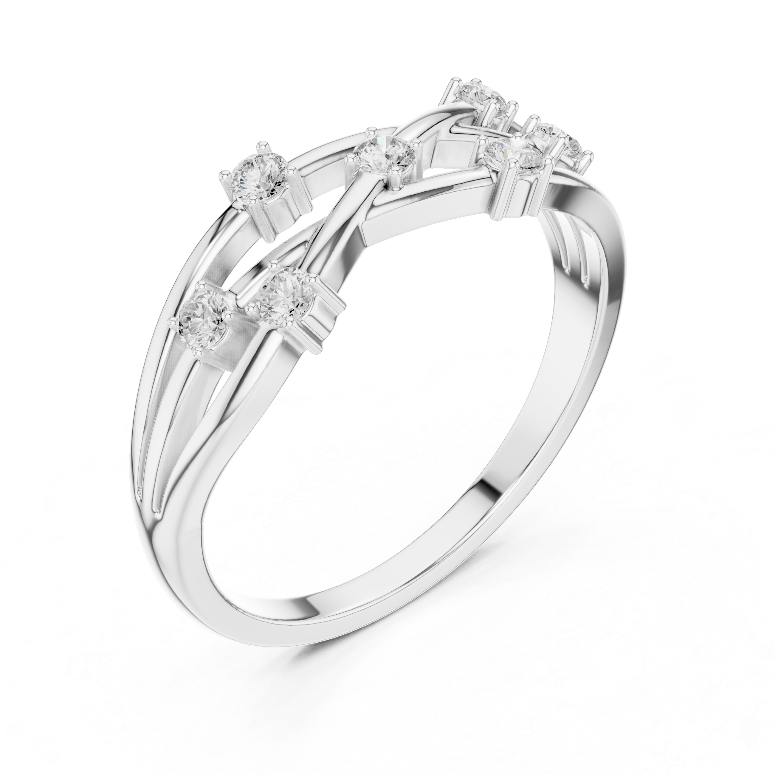 Bezel Set Diamond Criss Cross Ring