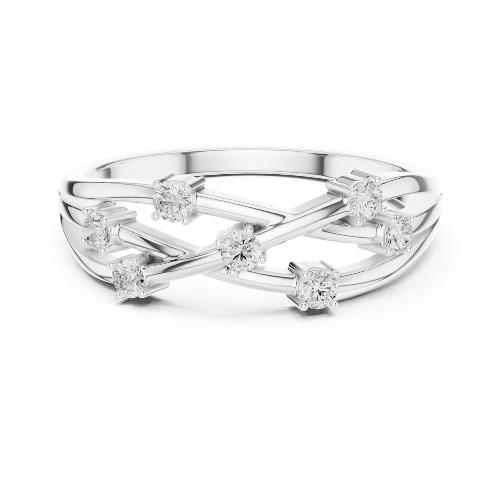 Bezel Set Diamond Criss Cross Ring