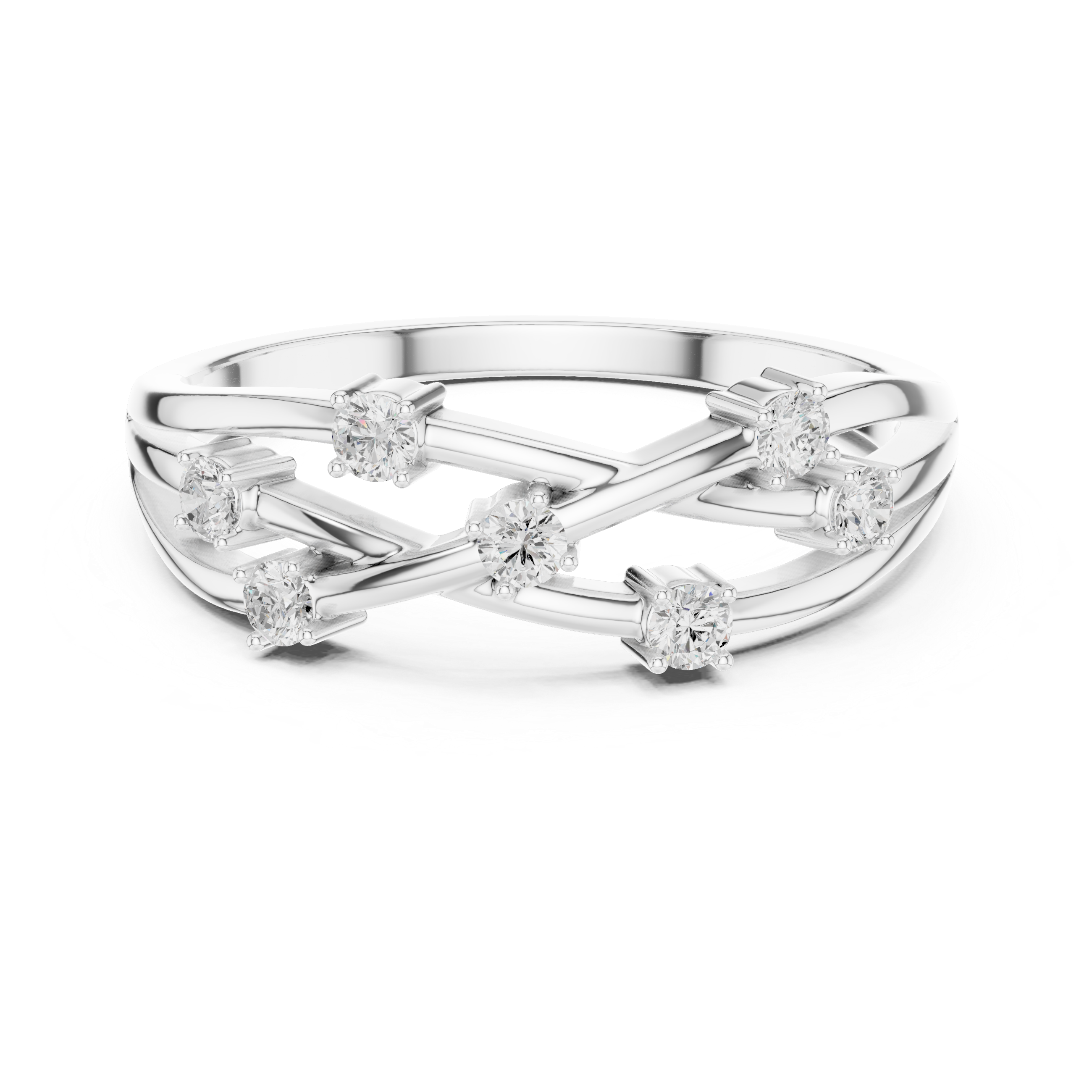 Bezel Set Diamond Criss Cross Ring