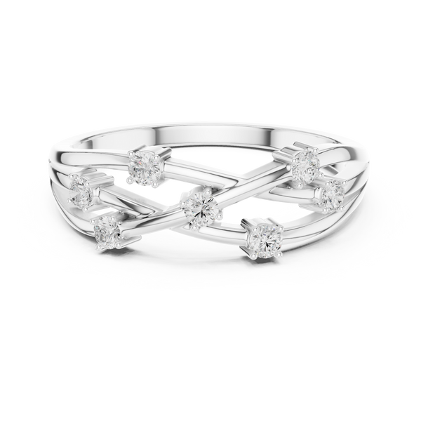 Bezel Set Diamond Criss Cross Ring