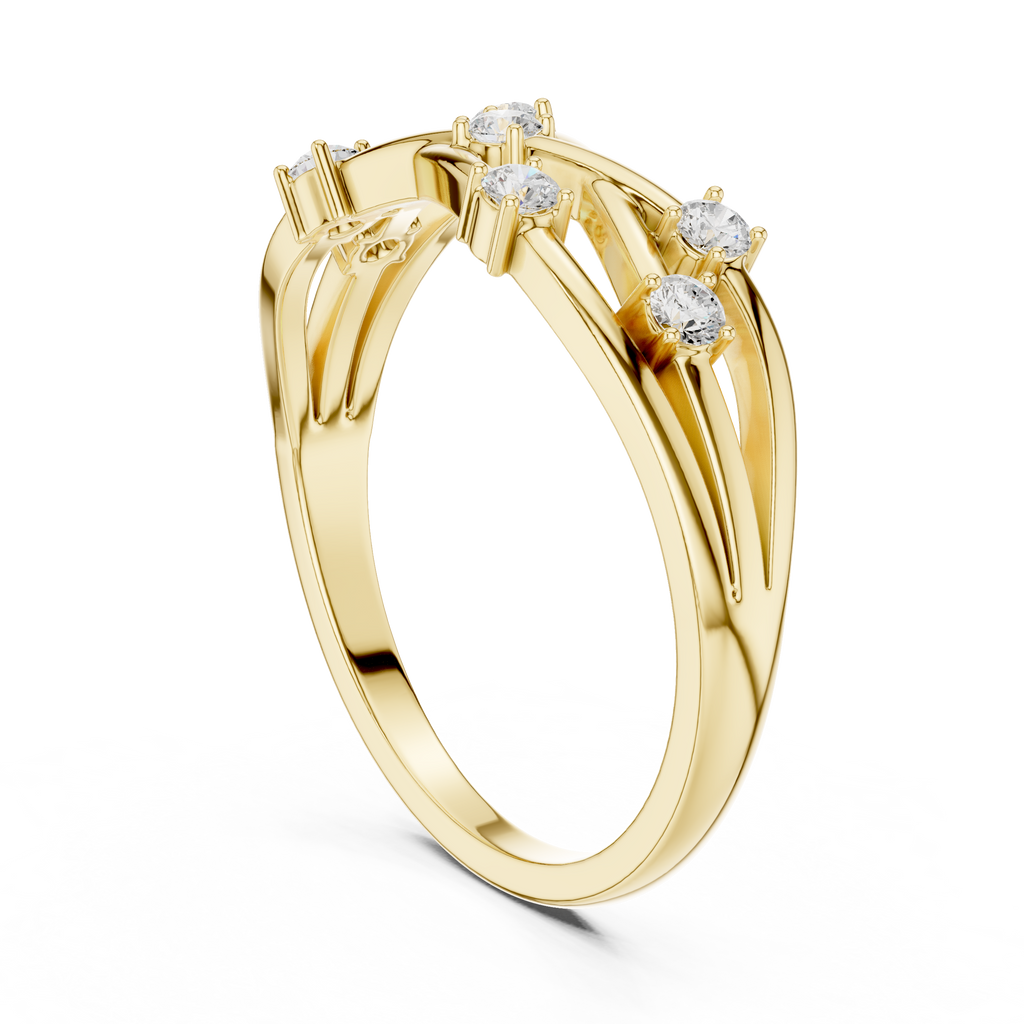 Bezel Set Diamond Criss Cross Ring