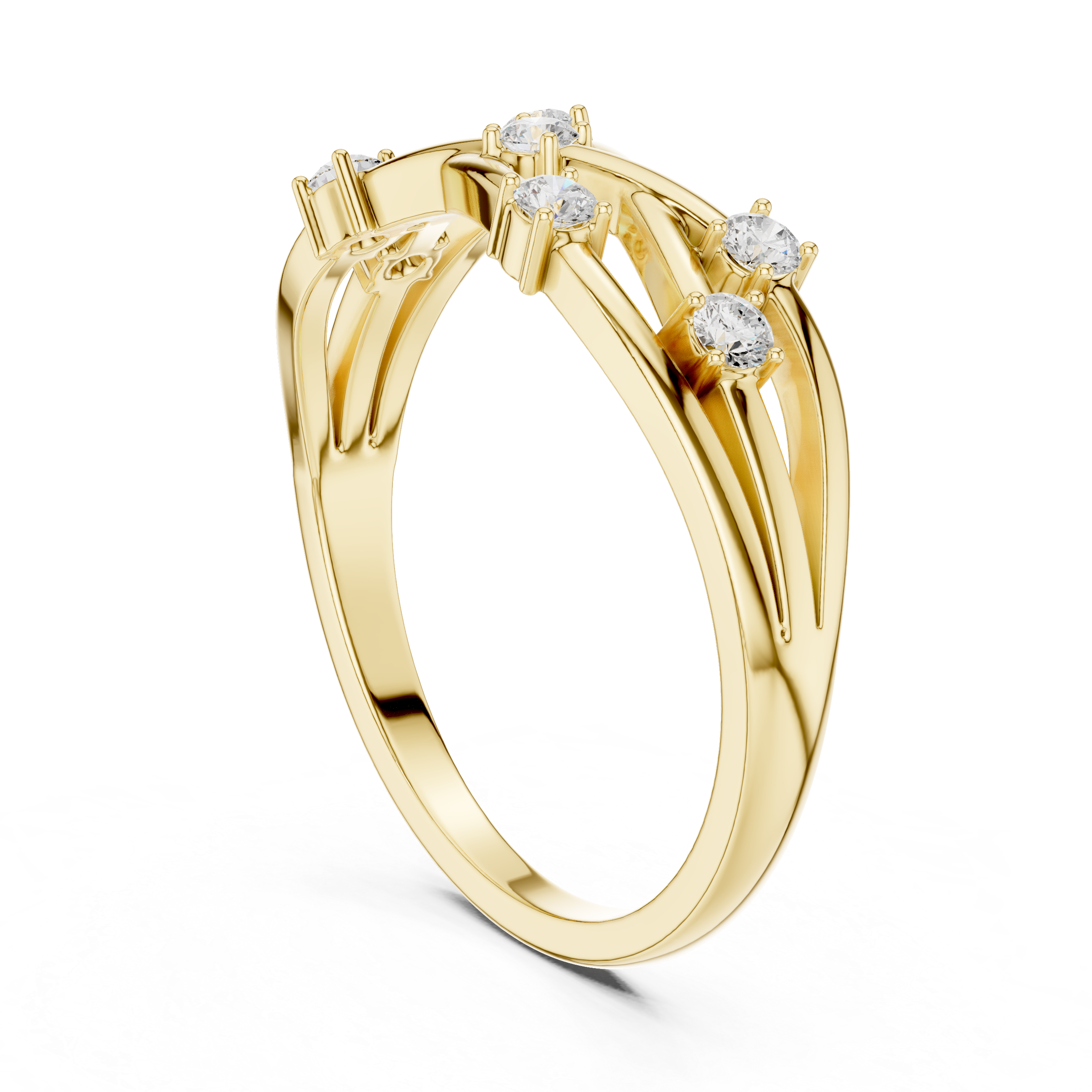 Bezel Set Diamond Criss Cross Ring