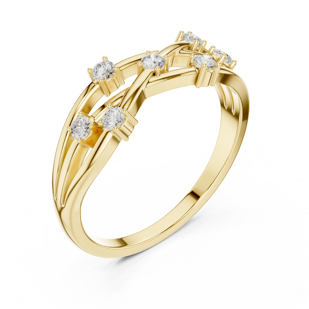 Bezel Set Diamond Criss Cross Ring
