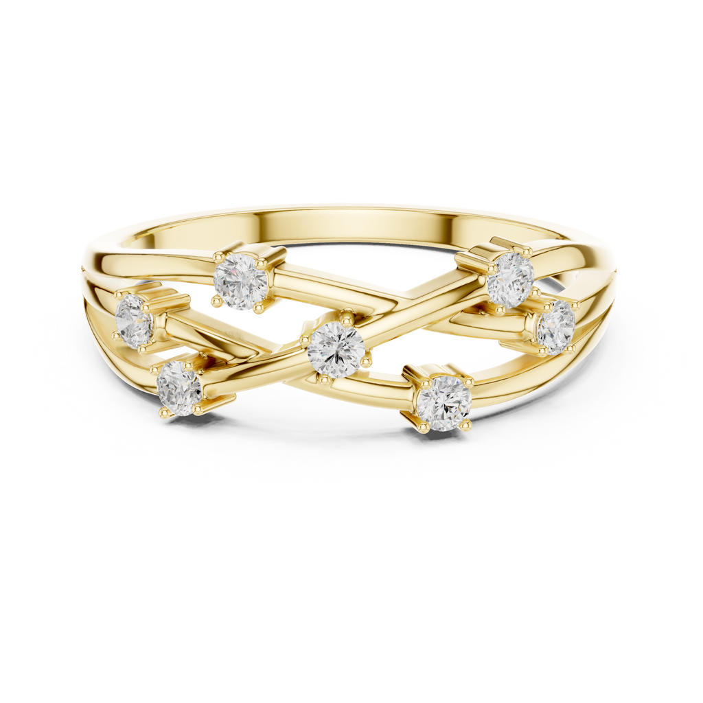 Bezel Set Diamond Criss Cross Ring