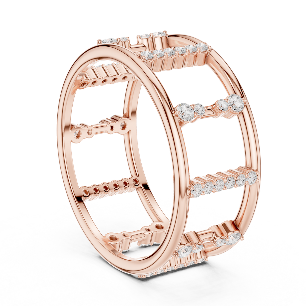 Geometric Diamond Ladder Ring