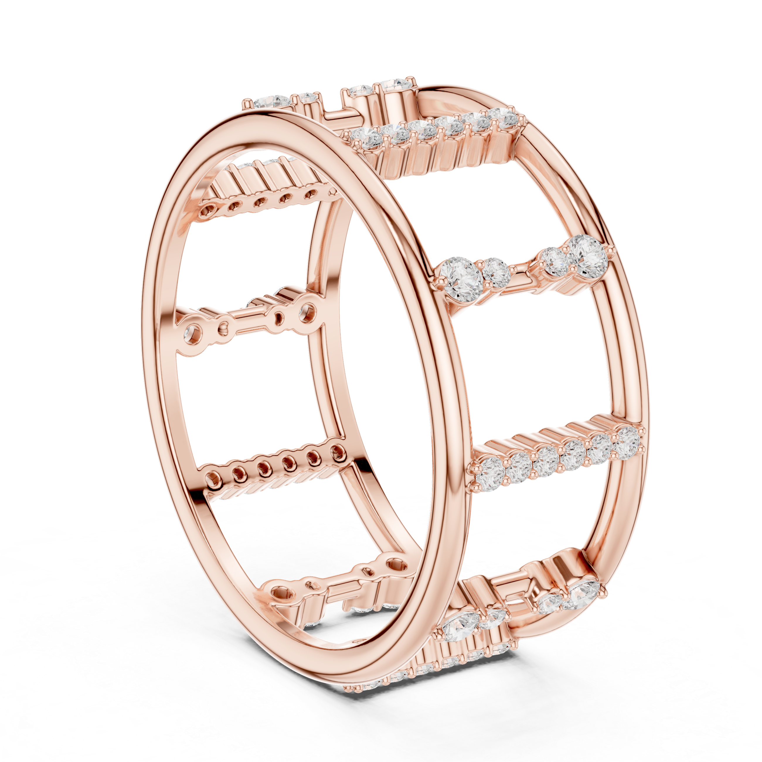 Geometric Diamond Ladder Ring