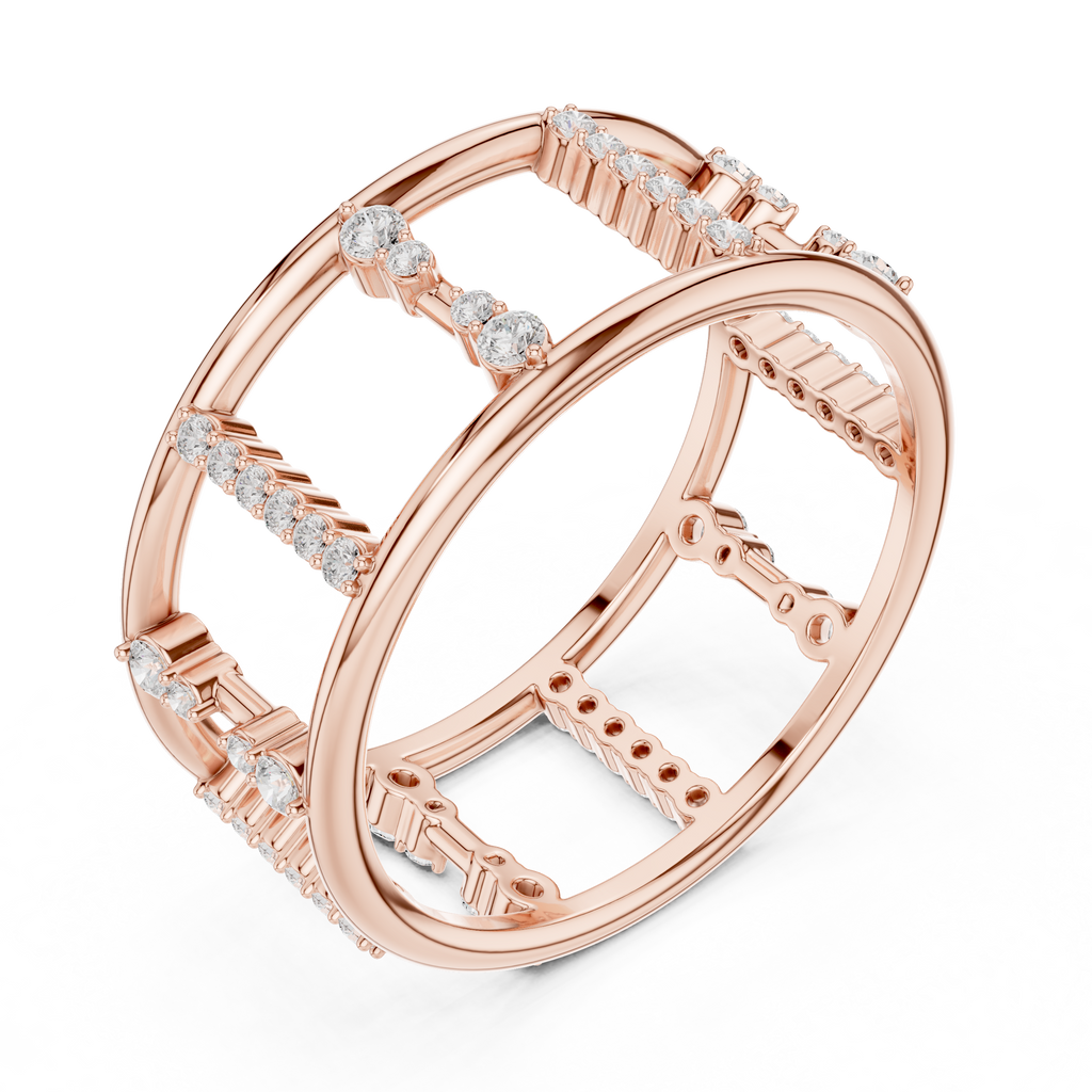 Geometric Diamond Ladder Ring