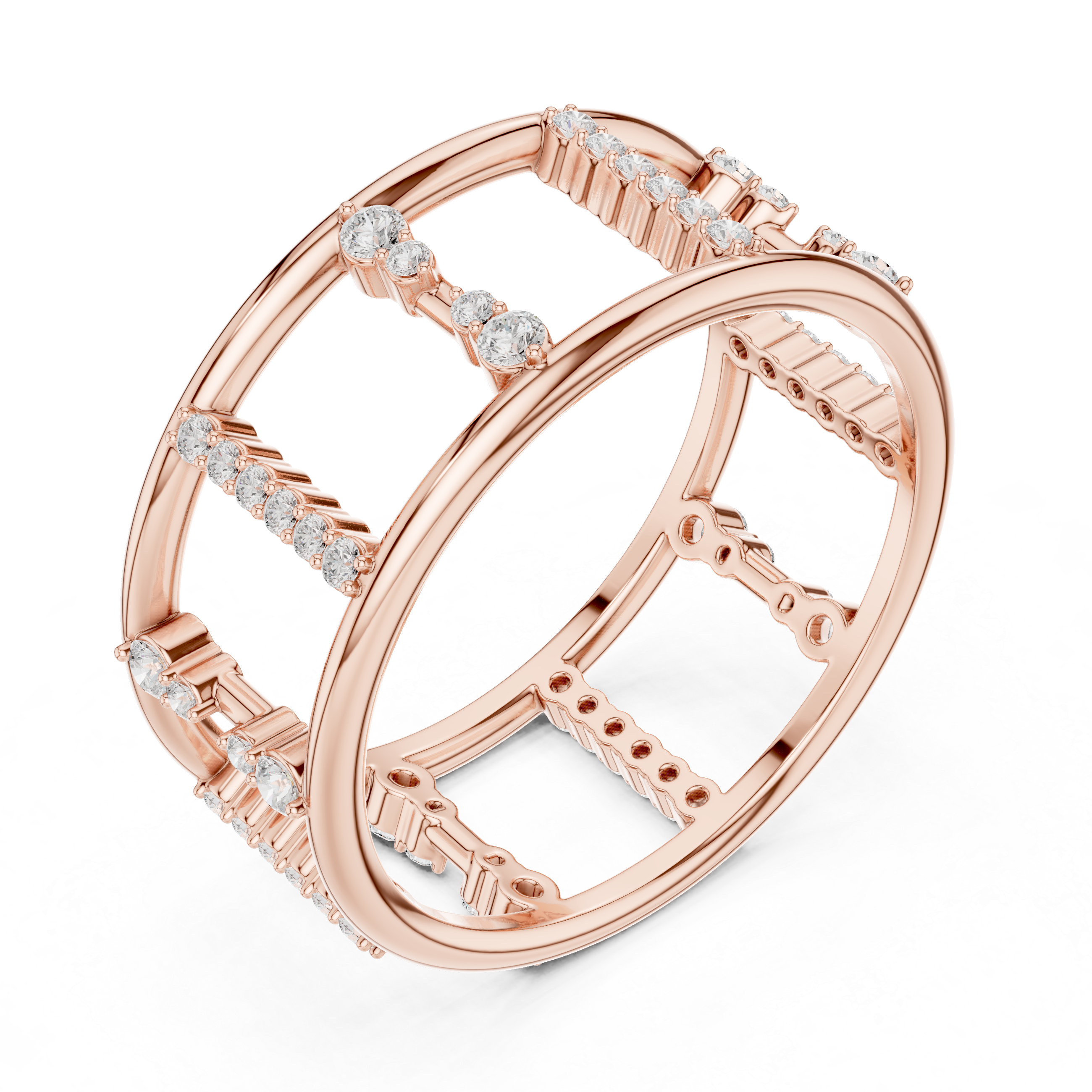 Geometric Diamond Ladder Ring