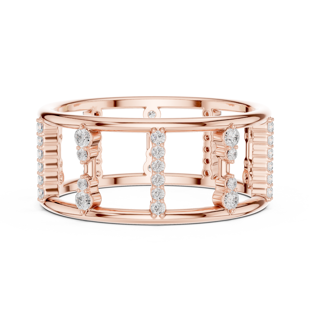 Geometric Diamond Ladder Ring