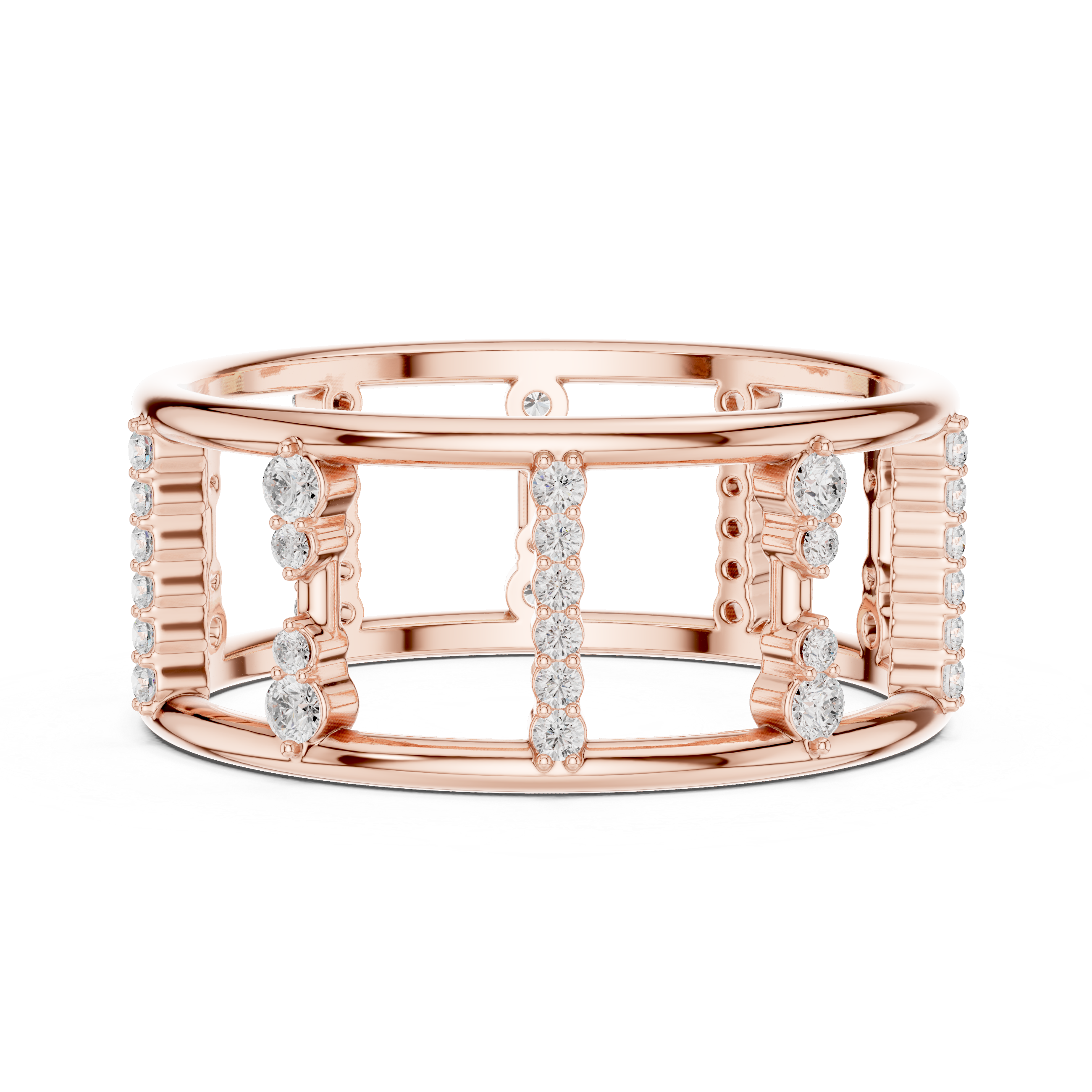 Geometric Diamond Ladder Ring