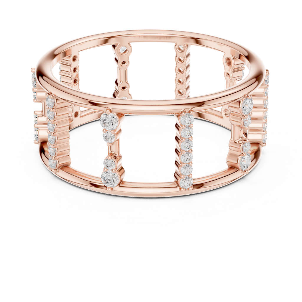 Geometric Diamond Ladder Ring
