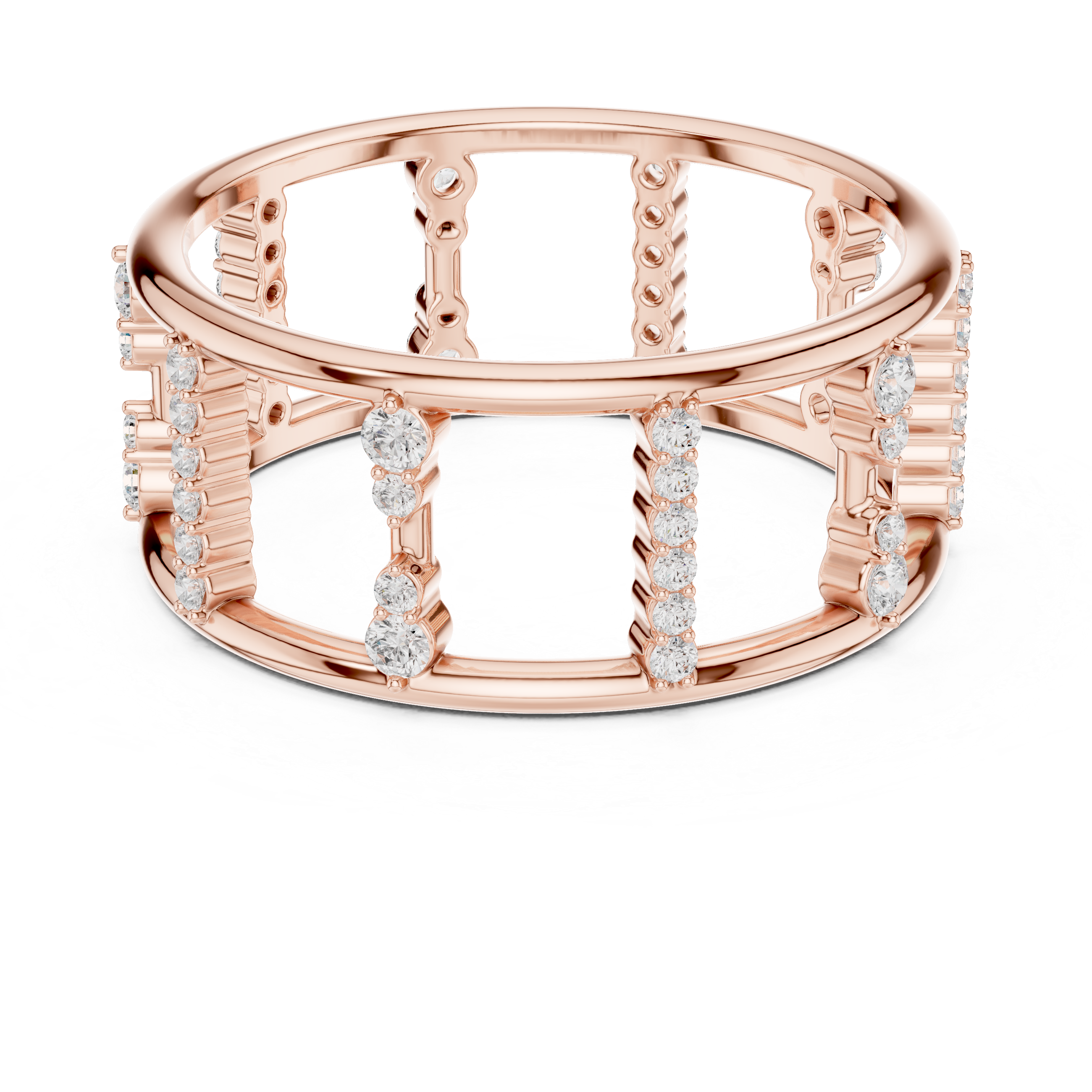 Geometric Diamond Ladder Ring