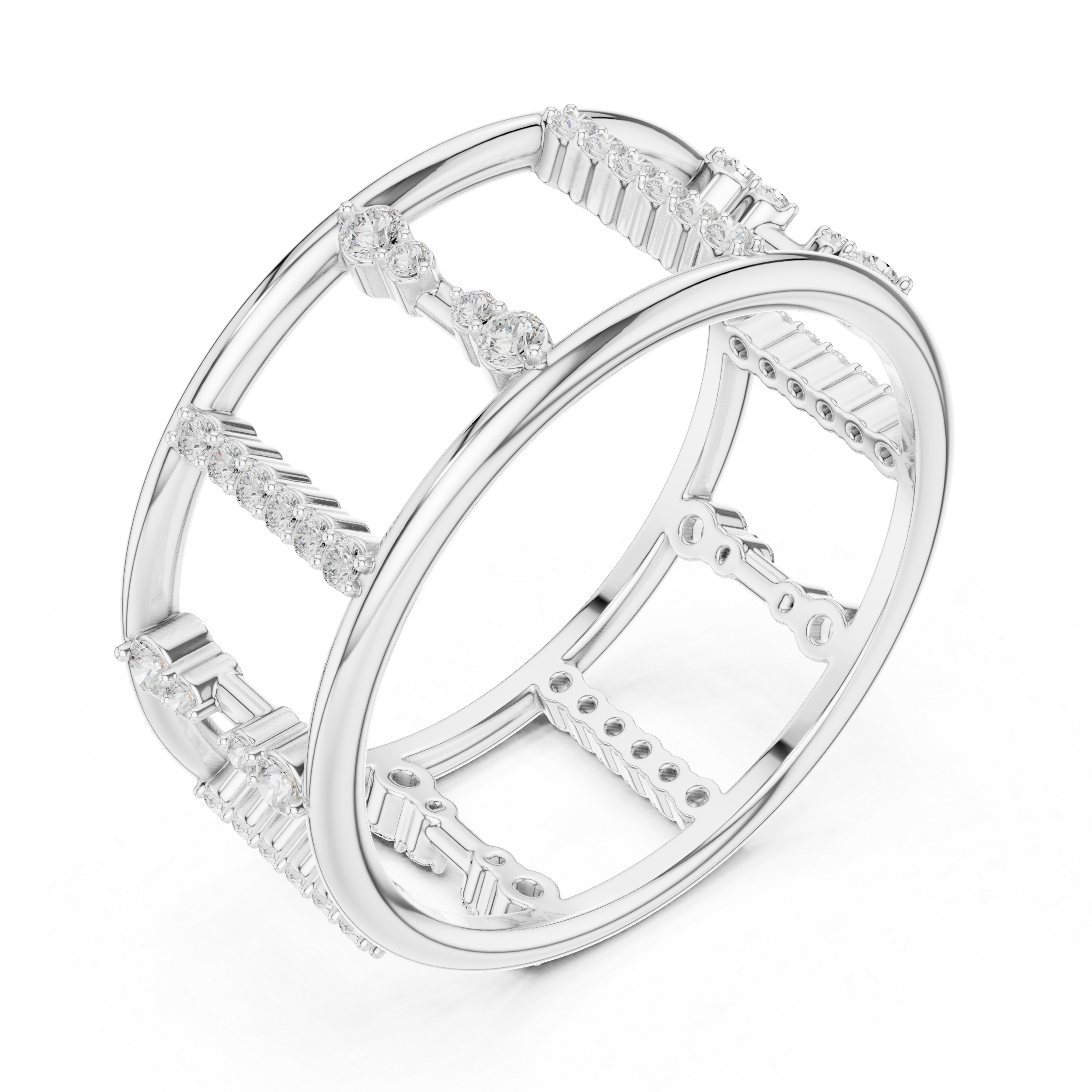 Geometric Diamond Ladder Ring