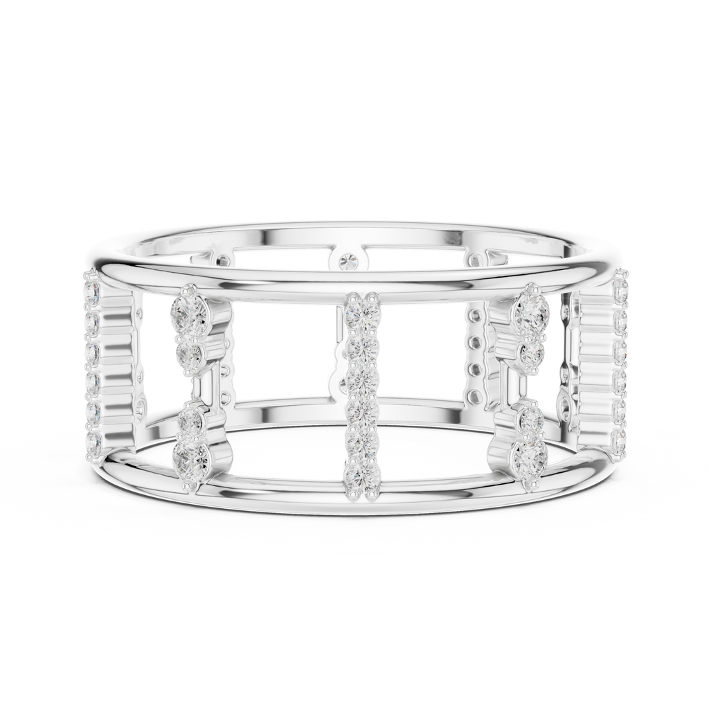 Geometric Diamond Ladder Ring