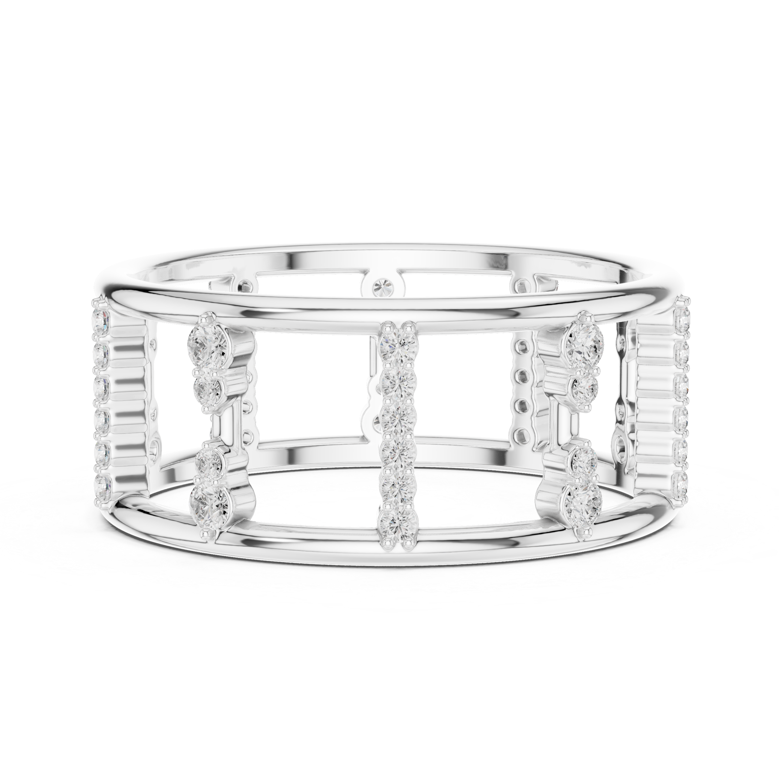Geometric Diamond Ladder Ring