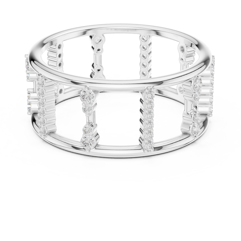 Geometric Diamond Ladder Ring
