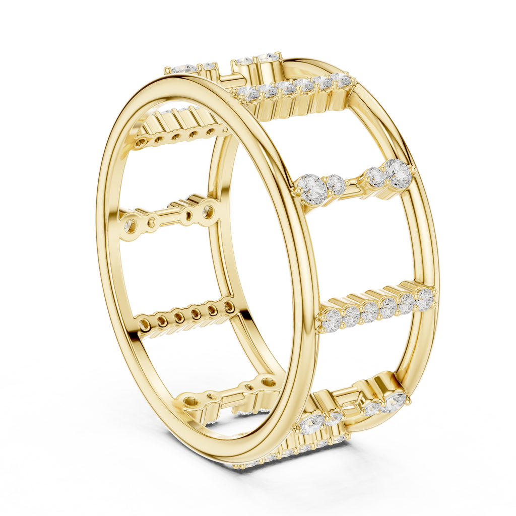 Geometric Diamond Ladder Ring