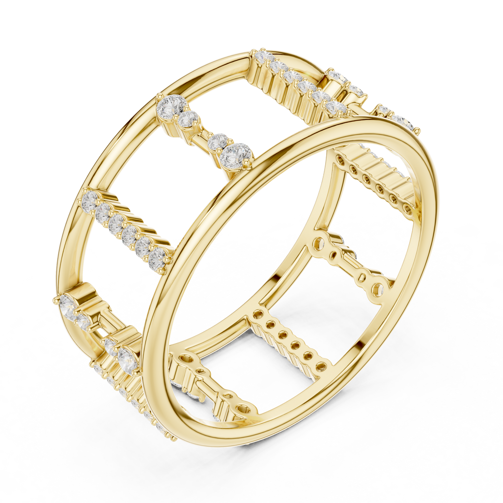 Geometric Diamond Ladder Ring