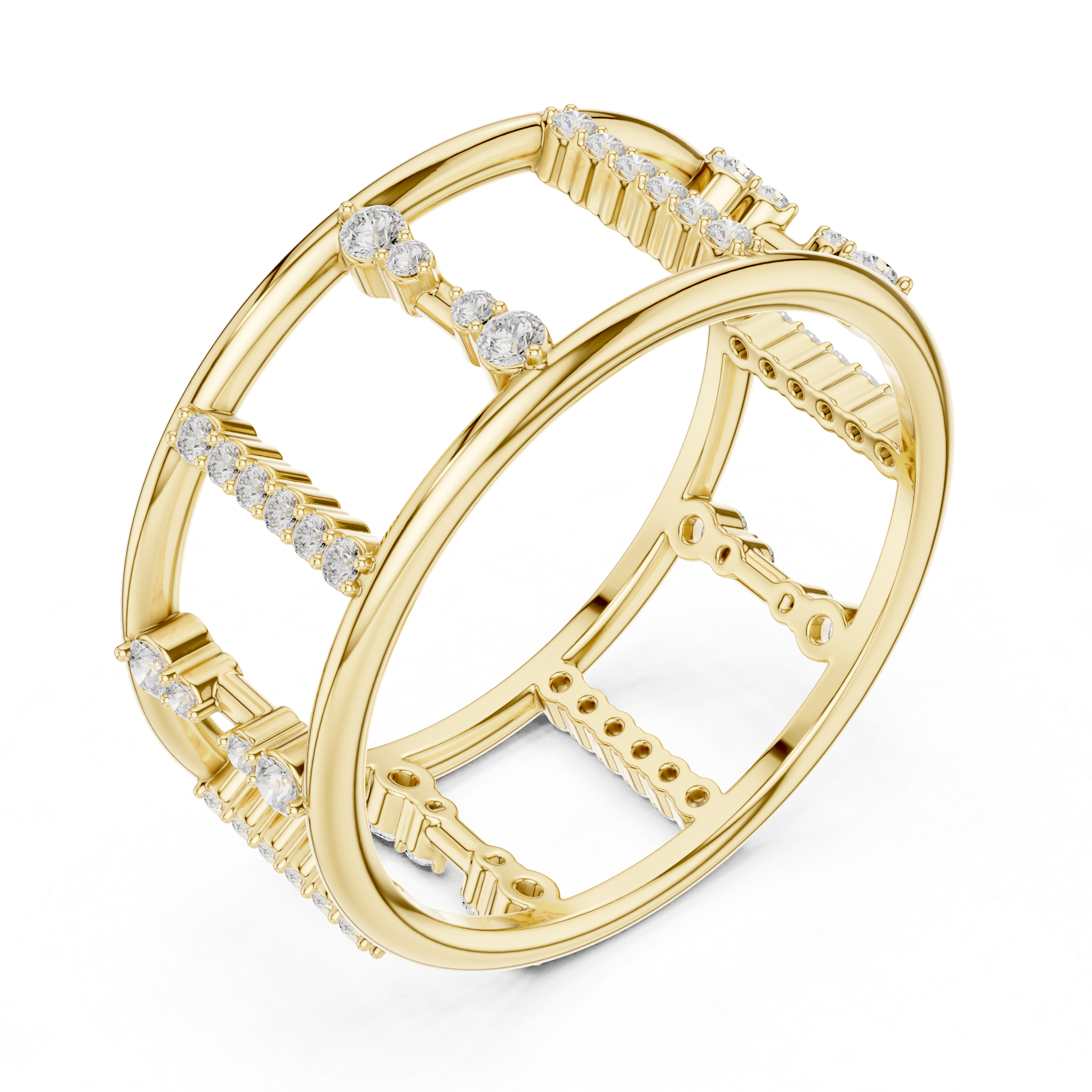 Geometric Diamond Ladder Ring